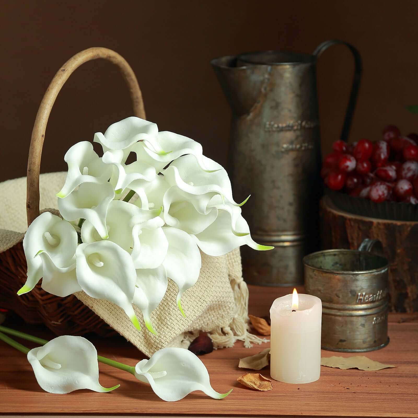 20 Stems 14 White Artificial Poly Foam Calla Lily Flowers