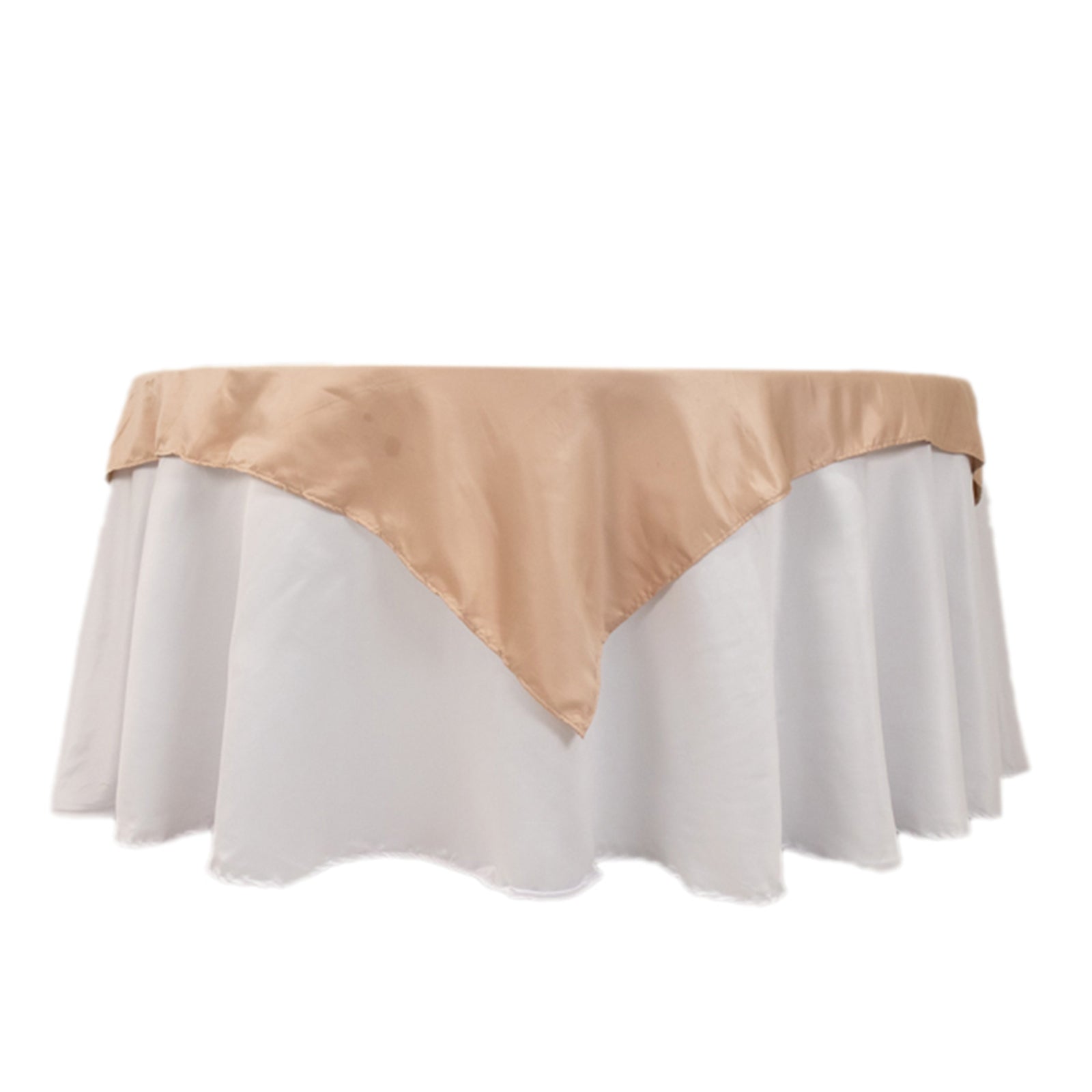 Lamour Satin 54x54 Table Overlay Square Tablecloth Nude - Durable & Silk-Like Table Cover