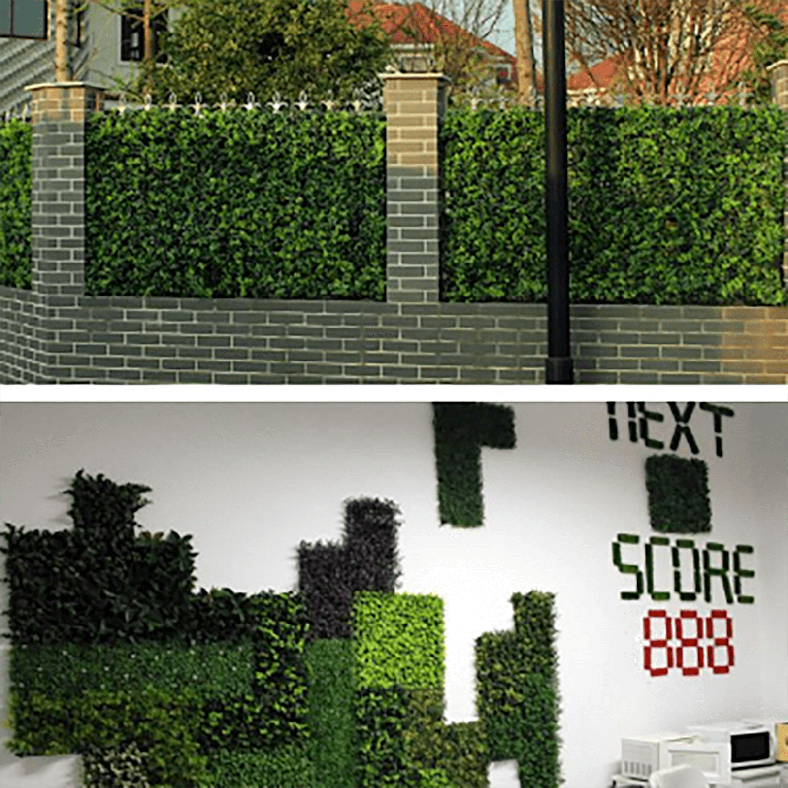 11 Sq ft. Artificial Baby Green Boxwood Hedge Garden Wall Backdrop Mat - 4 Panels