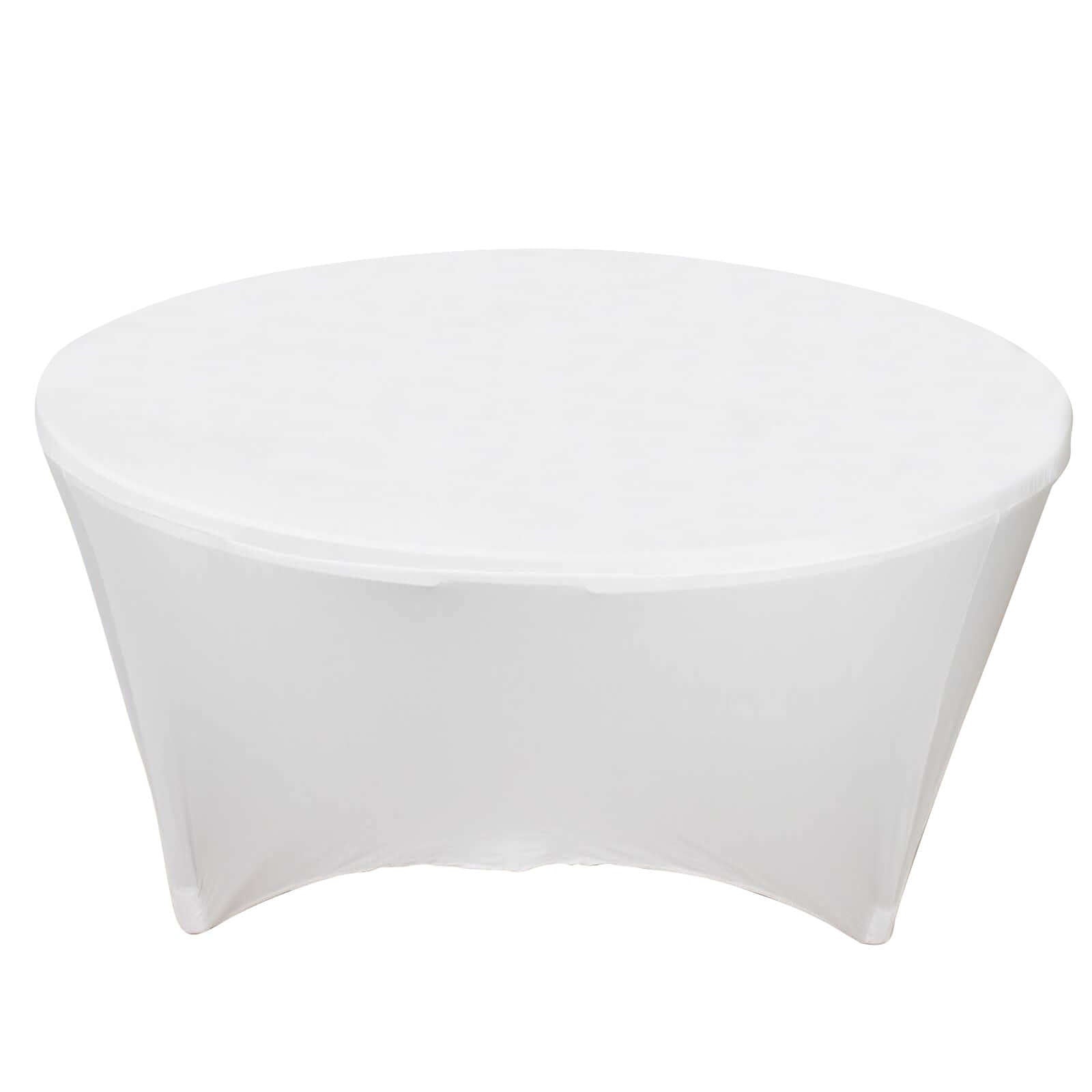 Stretch Spandex 6ft Round Tablecloth White - Durable Form-Fitting Table Cover for Events & Presentations