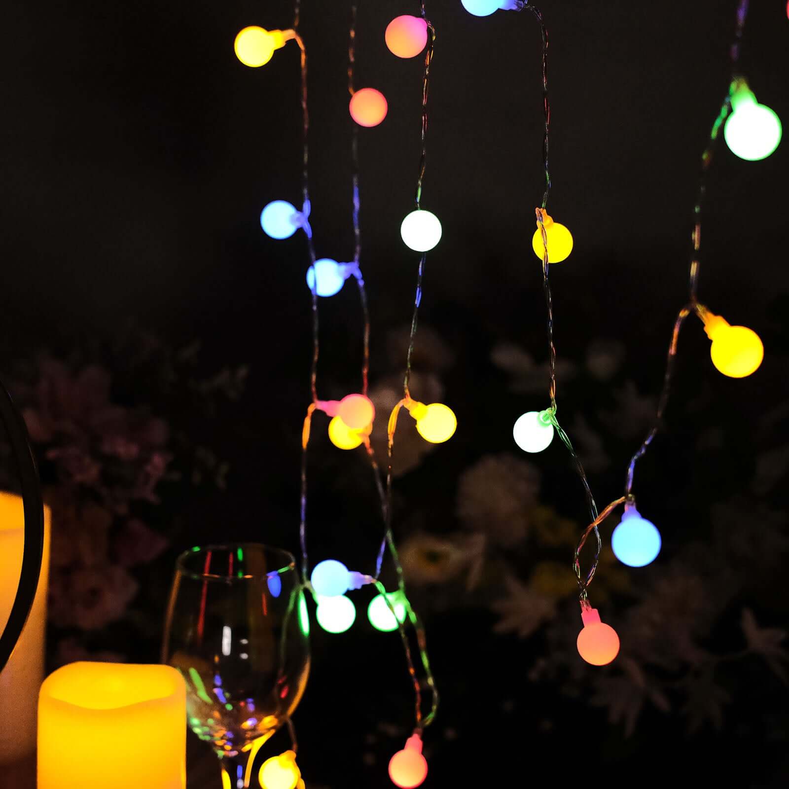 16ft Colorful Frosted 50 LED Bulb Battery Operated Fairy String Lights, Remote Included