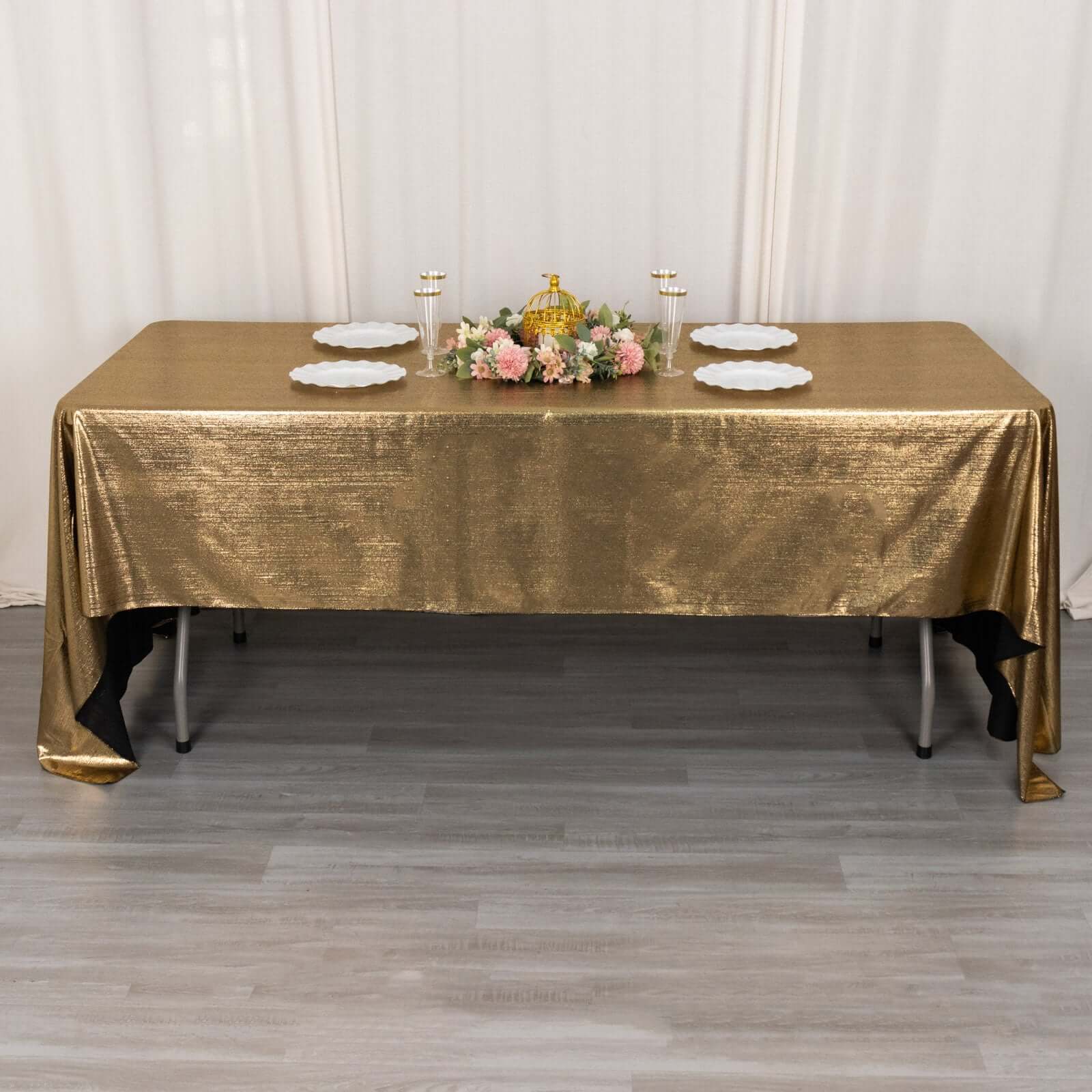 Sequin Dots Polyester 60x126 Rectangle Tablecloth Shimmering Antique Gold - Wrinkle Free & Sparkling Table Cover