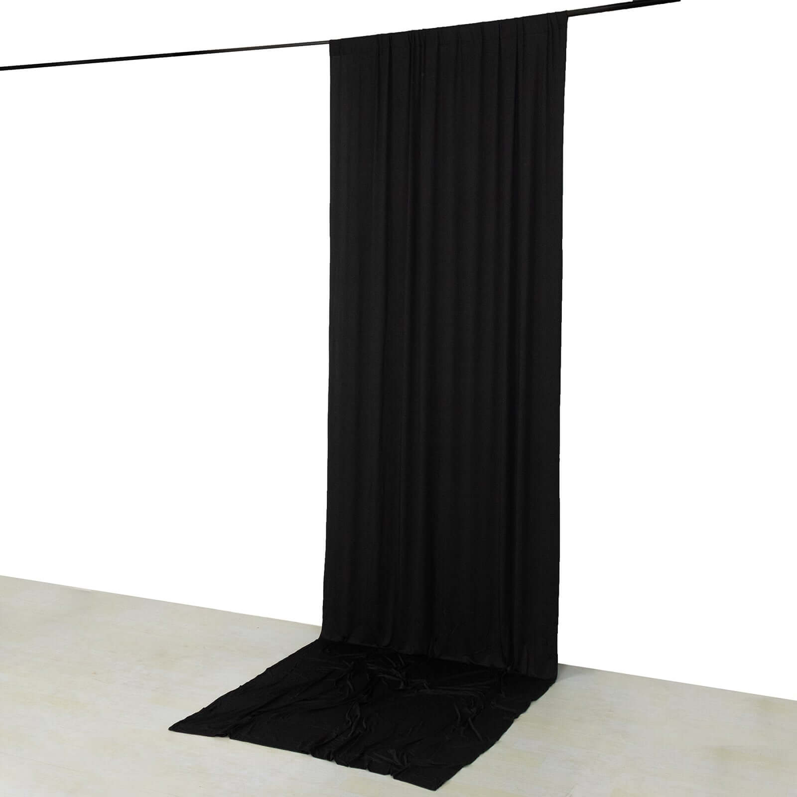 Black 4-Way Stretch Spandex Event Curtain Drapes, Wrinkle Free Backdrop Event Panel with Rod Pockets - 5ftx14ft