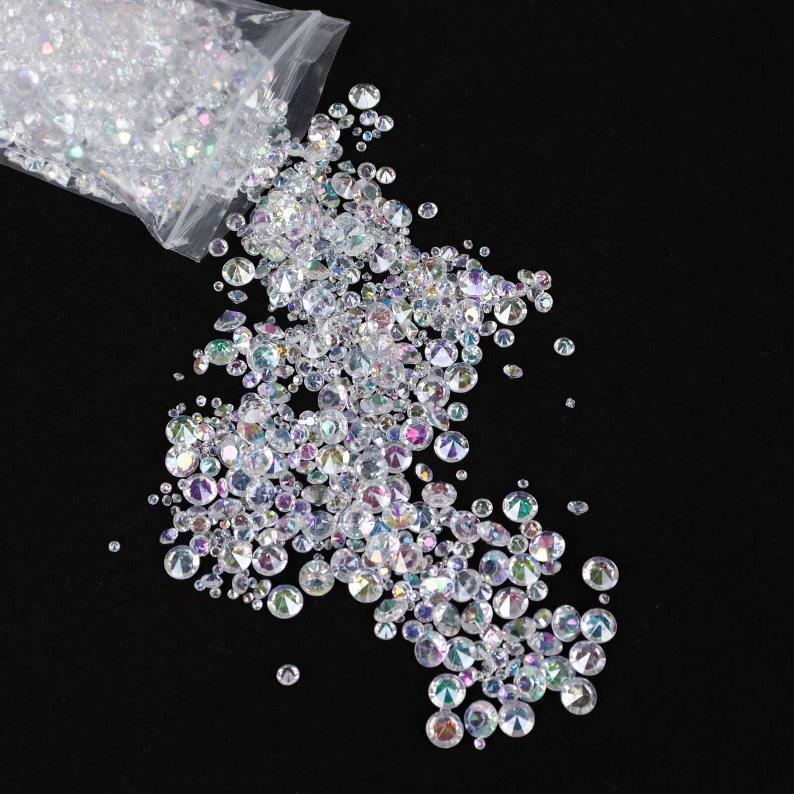 4000 Pcs Acrylic Diamond Vase Fillers Iridescent - Lustrous DIY Beads & Table Scatters for Wedding Decor 3mm, 6mm, 10mm