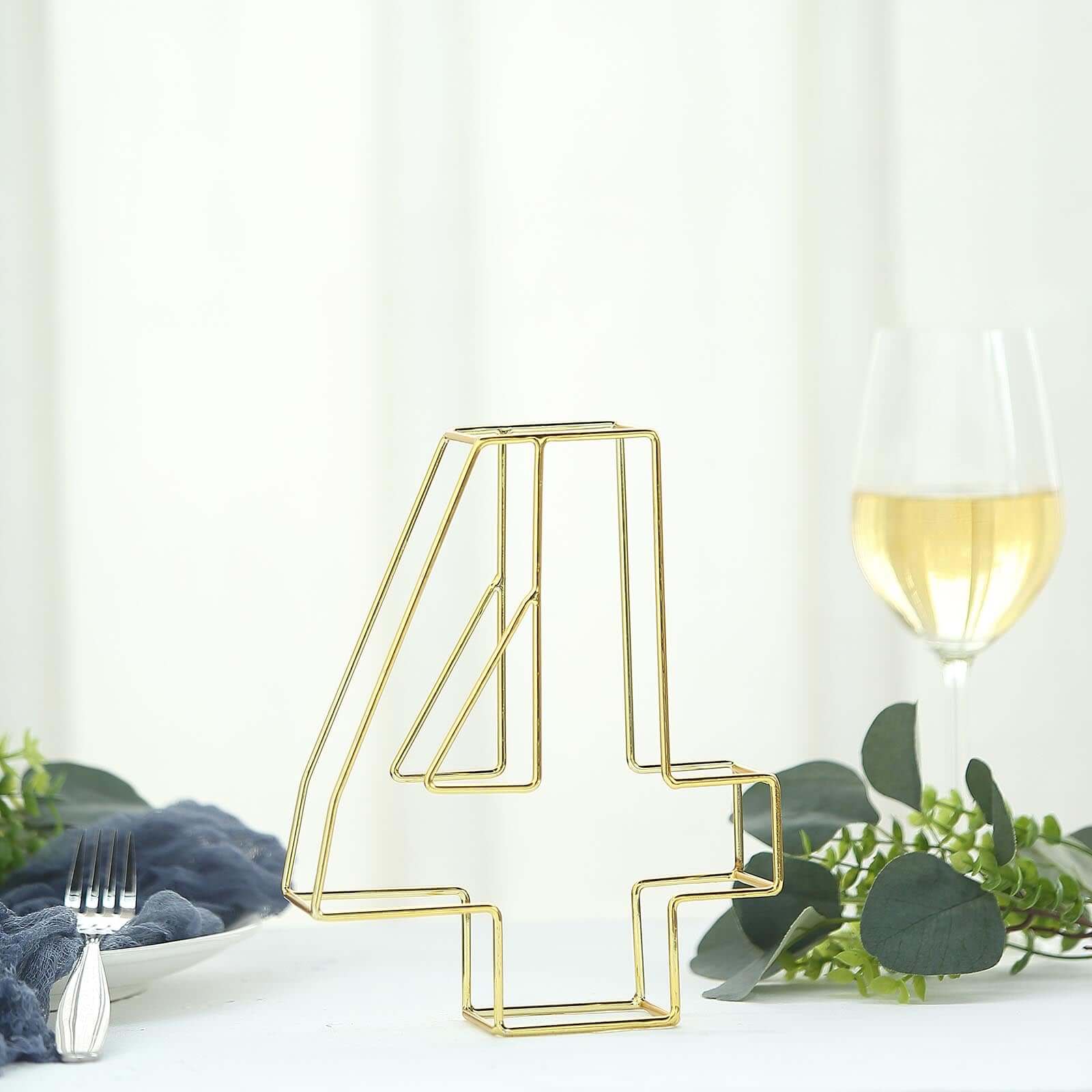 8 Tall Gold Freestanding 3D Decorative Metal Wire Numbers, Wedding Table Numbers -4