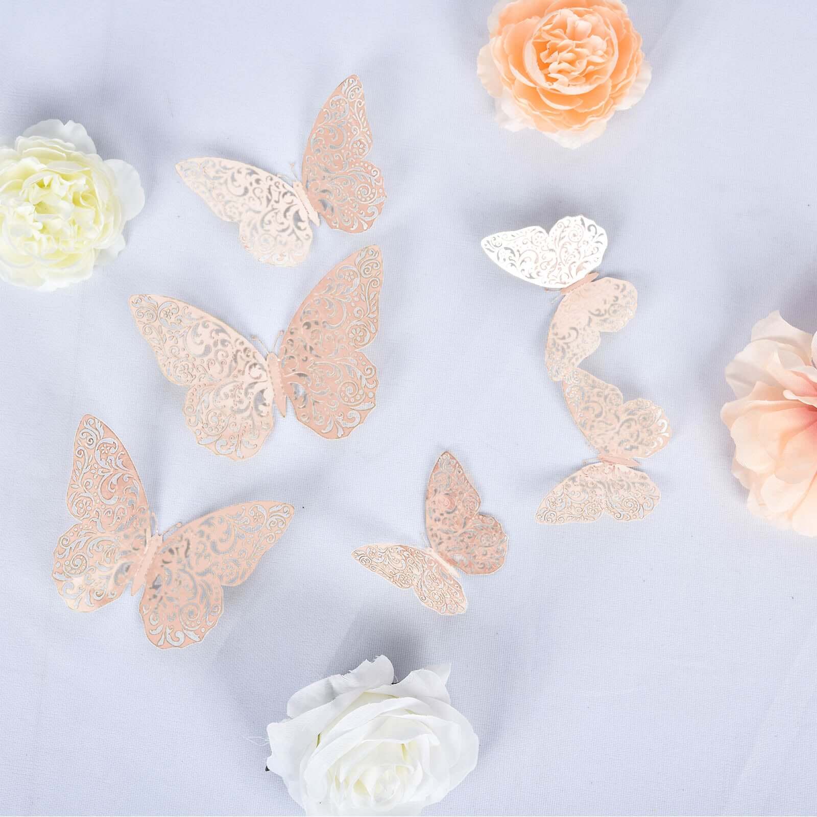 12-Pack 3D Butterfly Wall Decals, DIY Removable Mural Stickers Blush Cake Decorations Eye-Catching Design