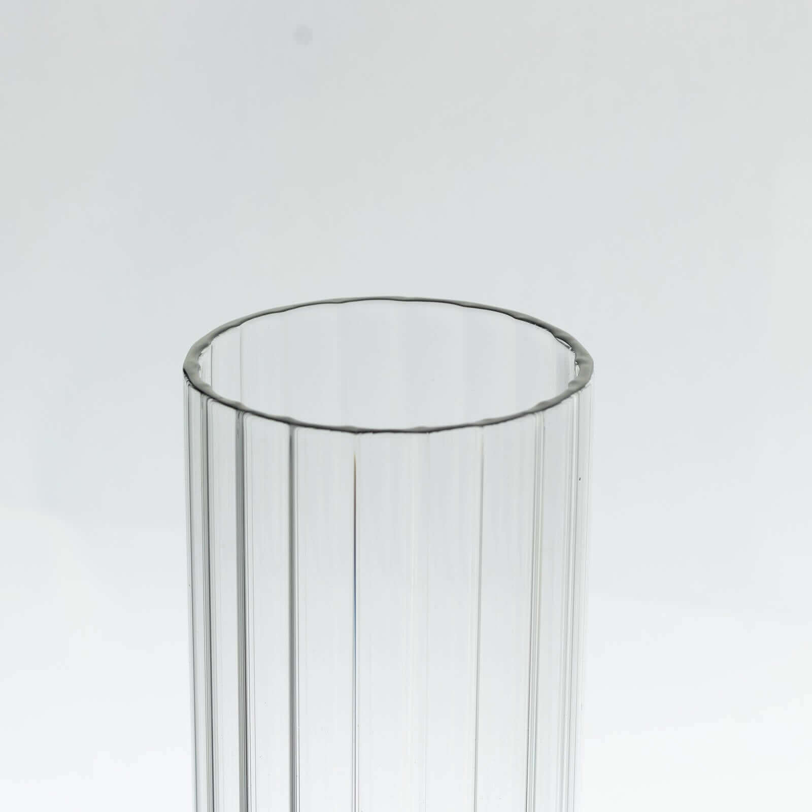 2-Pack Clear Ribbed Glass Hurricane Shades Open End Design - Stylish Candelabra Pillar Candle Holder Table Centerpiece 10