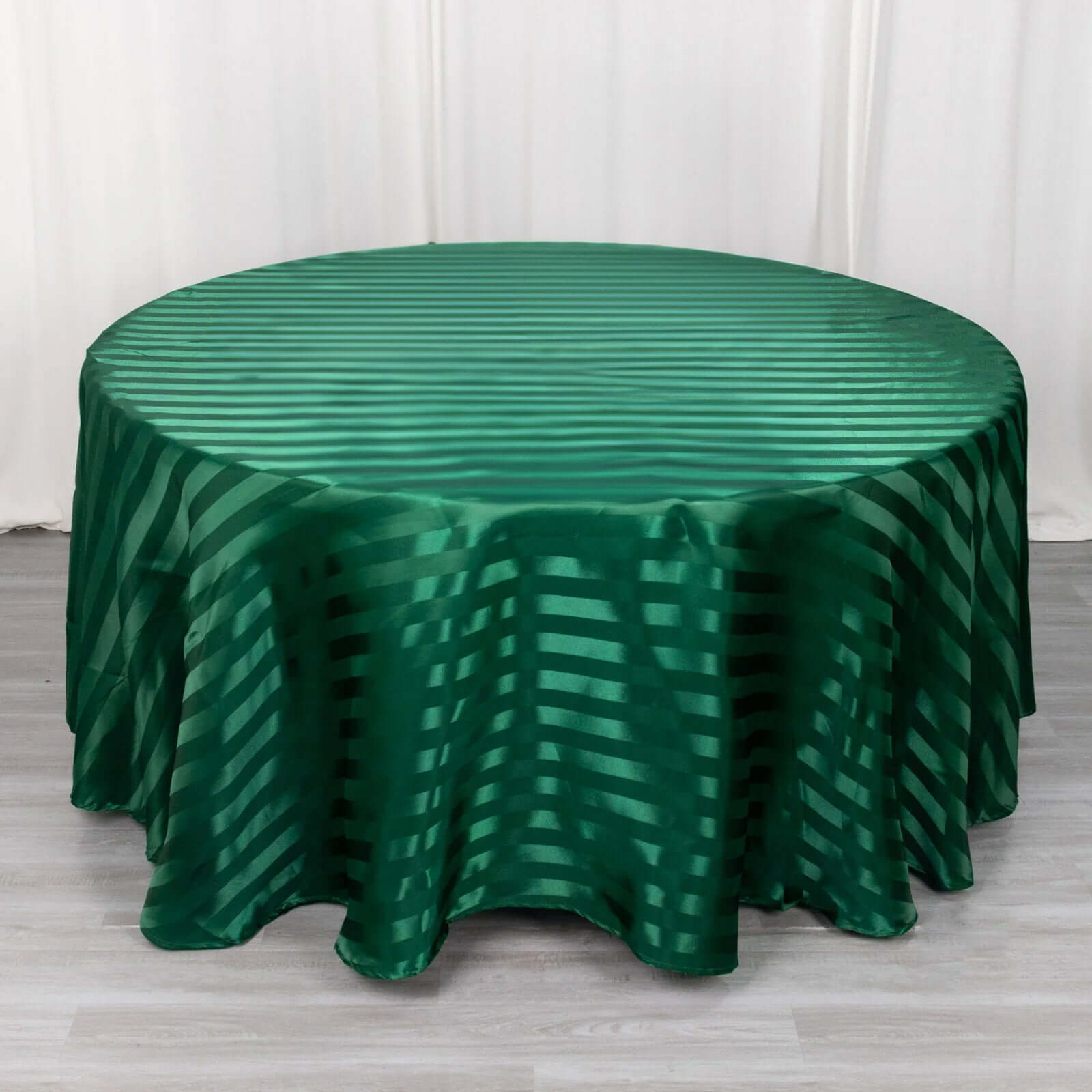 Satin Striped 120 Round Tablecloth Hunter Emerald Green Satin Stripe - Silky Smooth Seamless Table Cover