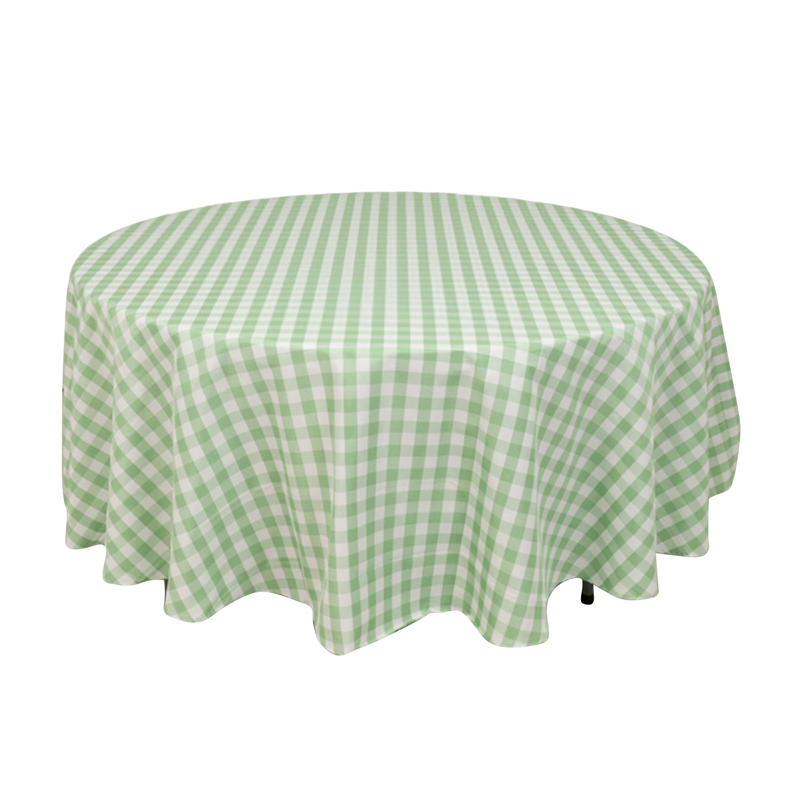 Polyester 108 Round Tablecloth White/Sage Green - Checkered Buffalo Plaid Table Cover