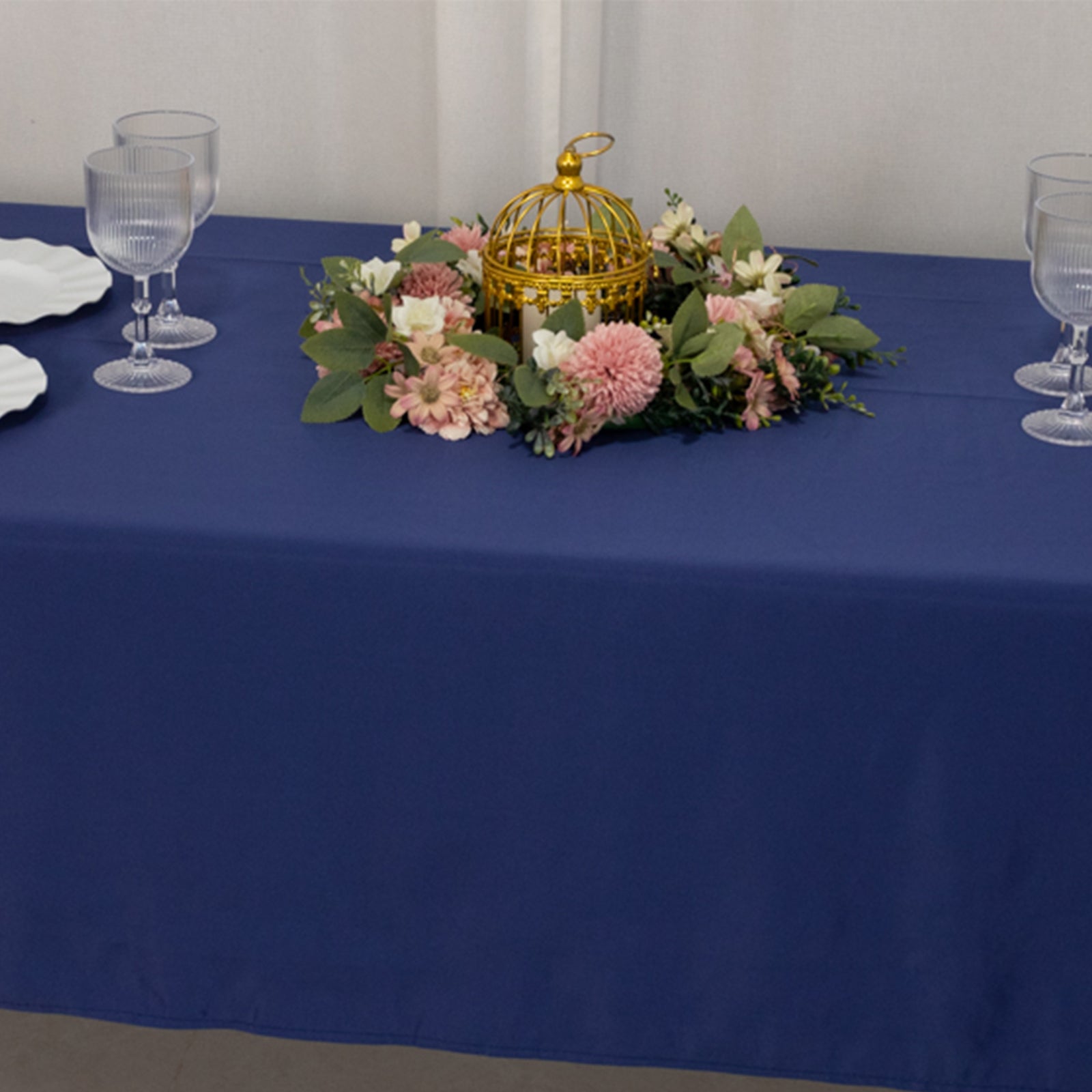 Lamour Satin 60x102 Rectangle Tablecloth Navy Blue - Durable & Silky Soft Feel Table Cover