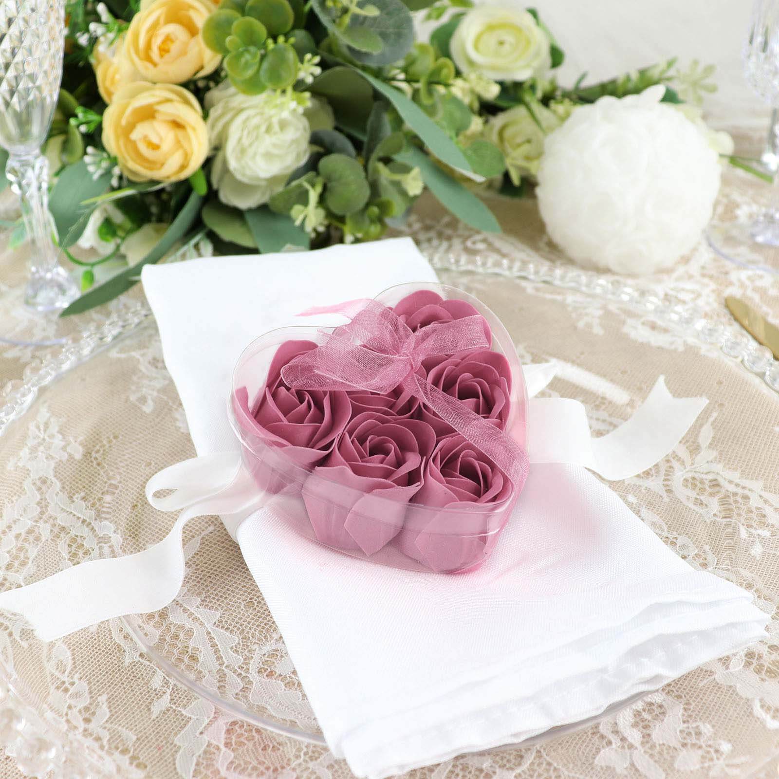 4 Pack 24 Pcs Dusty Rose Scented Rose Soap Heart Shaped Party Favors With Gift Boxes And Ribbon