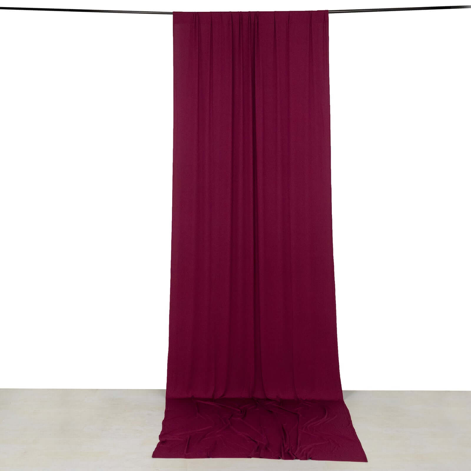 Burgundy 4-Way Stretch Spandex Event Curtain Drapes, Wrinkle Free Backdrop Event Panel with Rod Pockets - 5ftx14ft