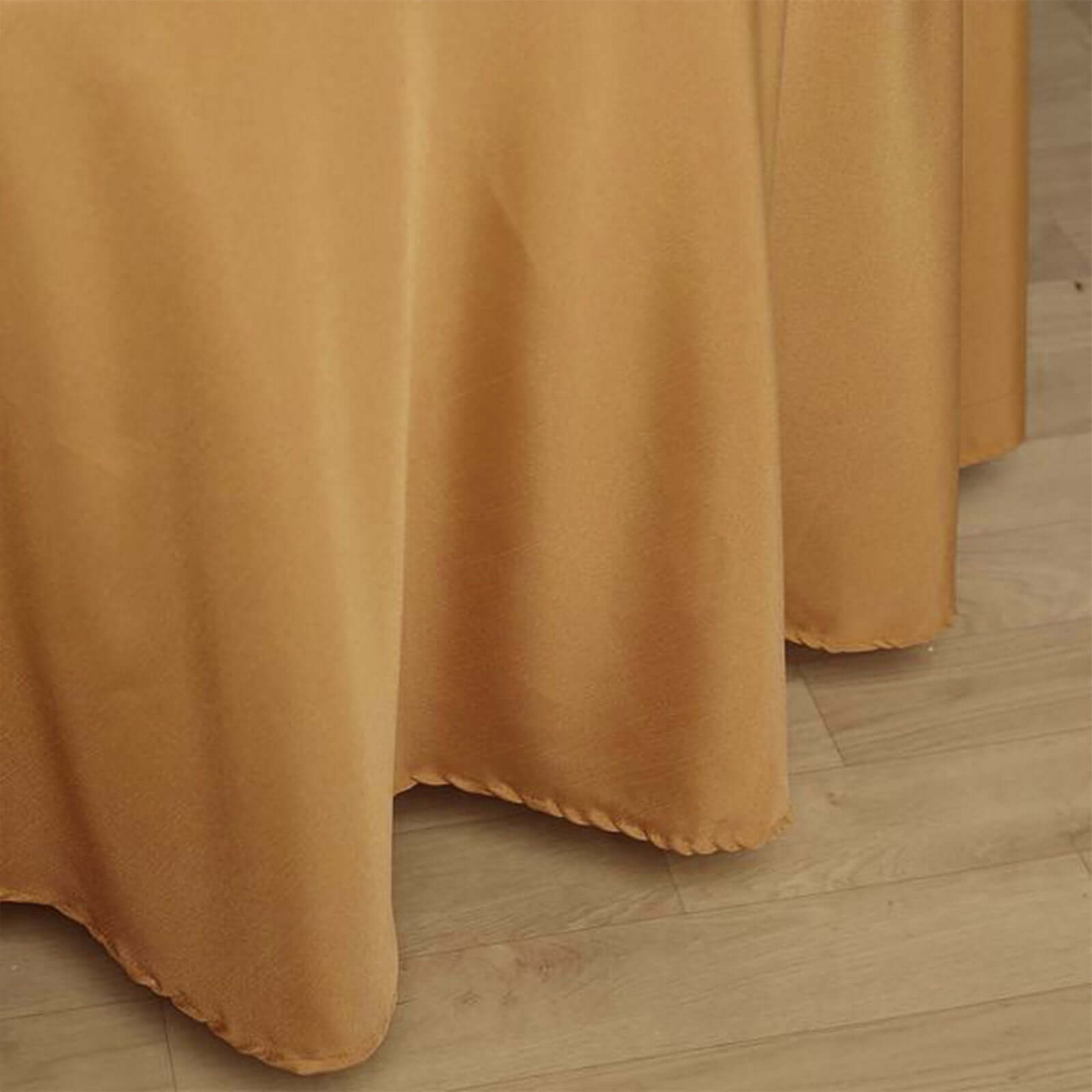 Polyester 120 Round Tablecloth Gold - Seamless Wrinkle-Resistant Design for Weddings