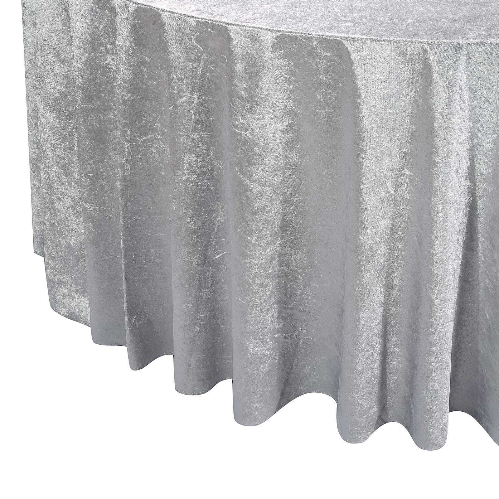 Premium Velvet 120 Round Tablecloth Silver - Reusable Soft & Seamless Table Cover