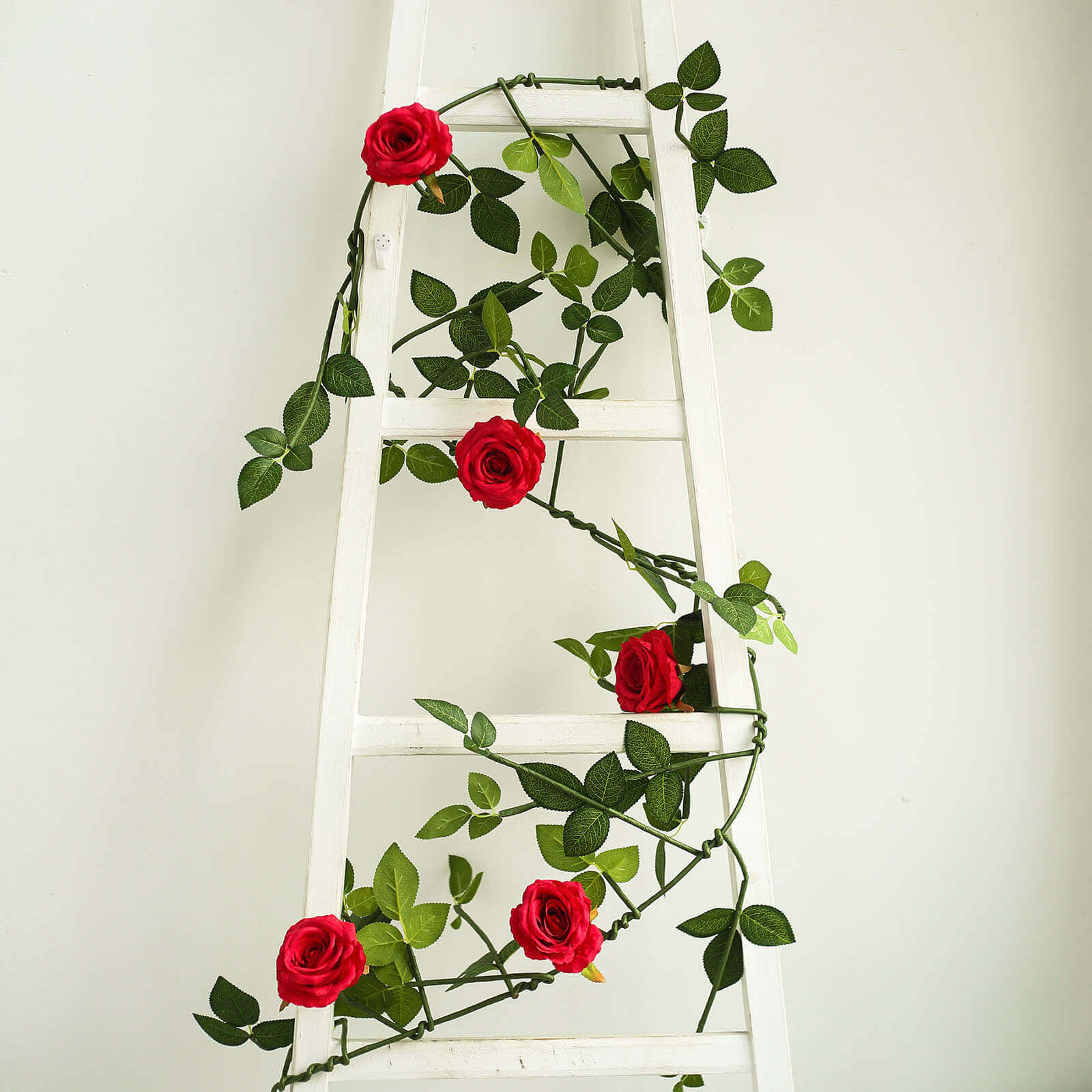 6ft Red Real Touch Artificial Rose and Leaf Flower Garland Vine