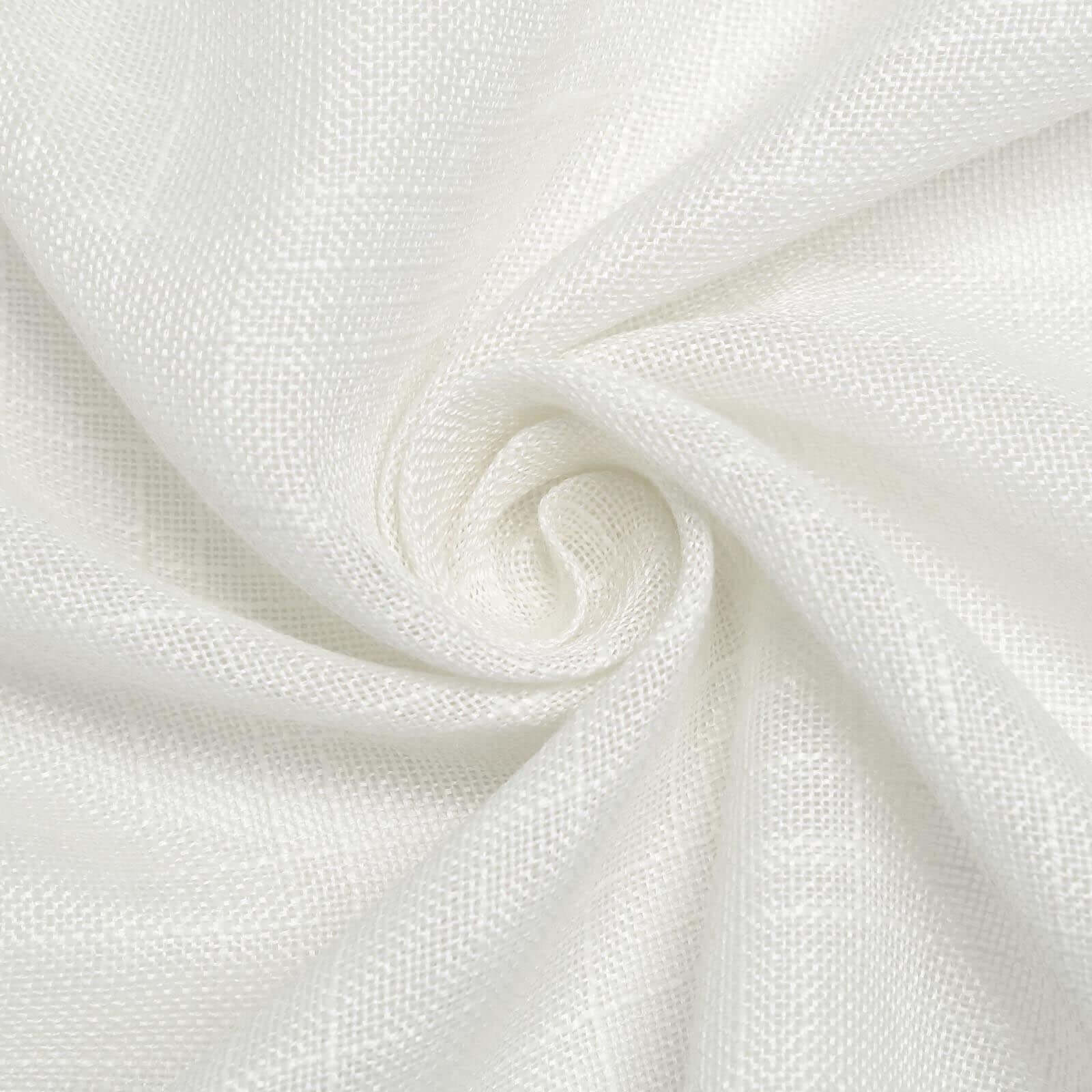 Faux Linen 108 Round Tablecloth White - Slubby Textured & Wrinkle Resistant for Banquets and Receptions