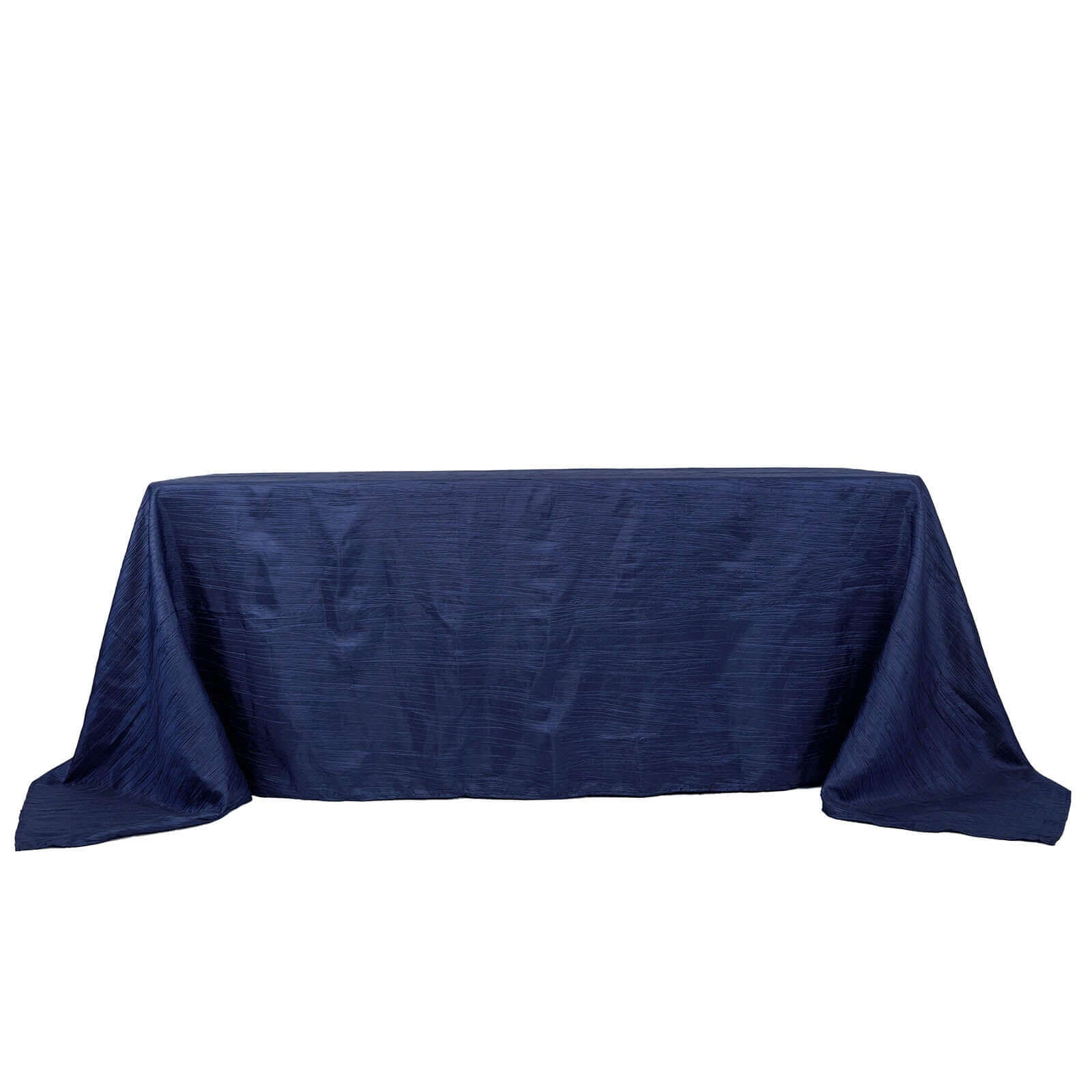 Taffeta 90x132 Rectangle Tablecloth Navy Blue - Seamless Accordion Crinkle Table Cover