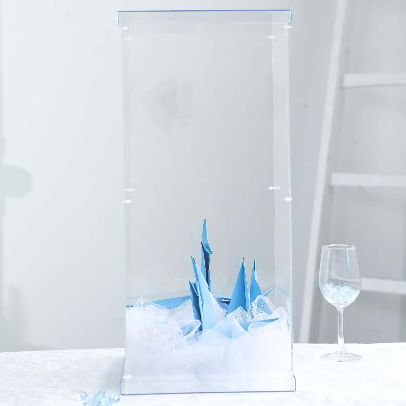 24 Clear Acrylic Display Box, Transparent Pedestal Riser with Interchangeable Lid and Base