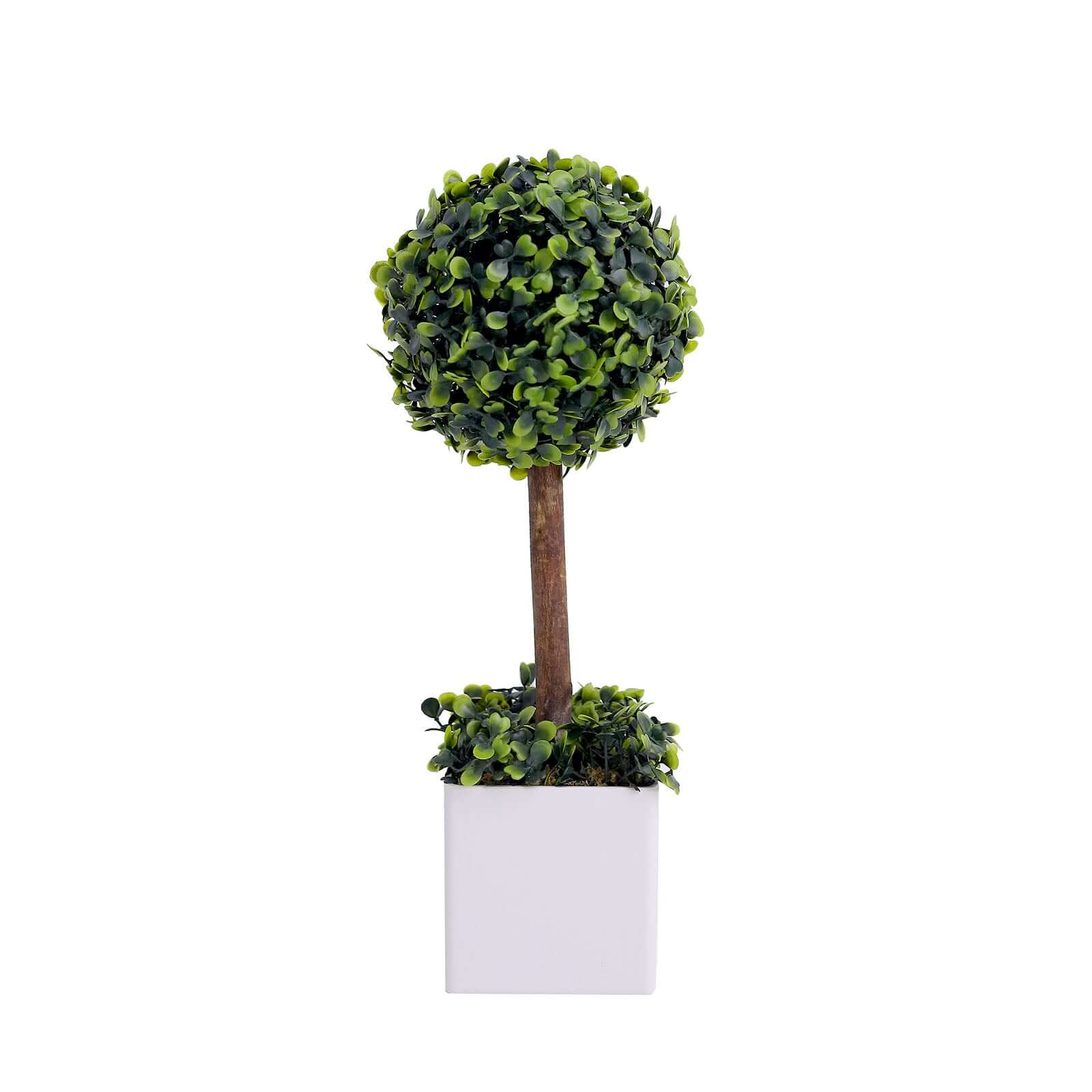 16 Green Artificial Boxwood Topiary Ball Tree In White Planter Pot