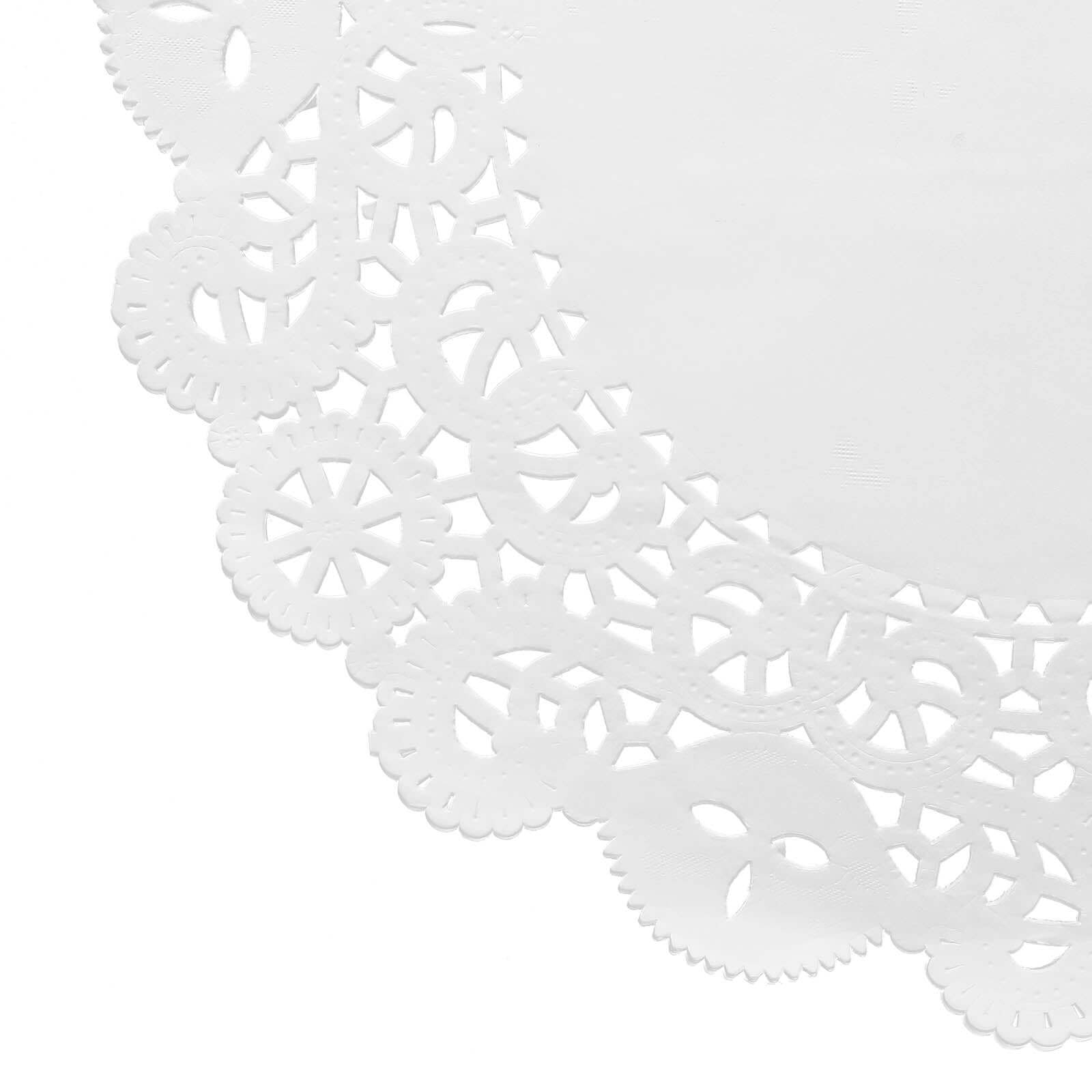 100 Pcs Paper 14 Round Placemats in White - Food Grade Lace Paper Doilies for Dessert Display & Table Decor