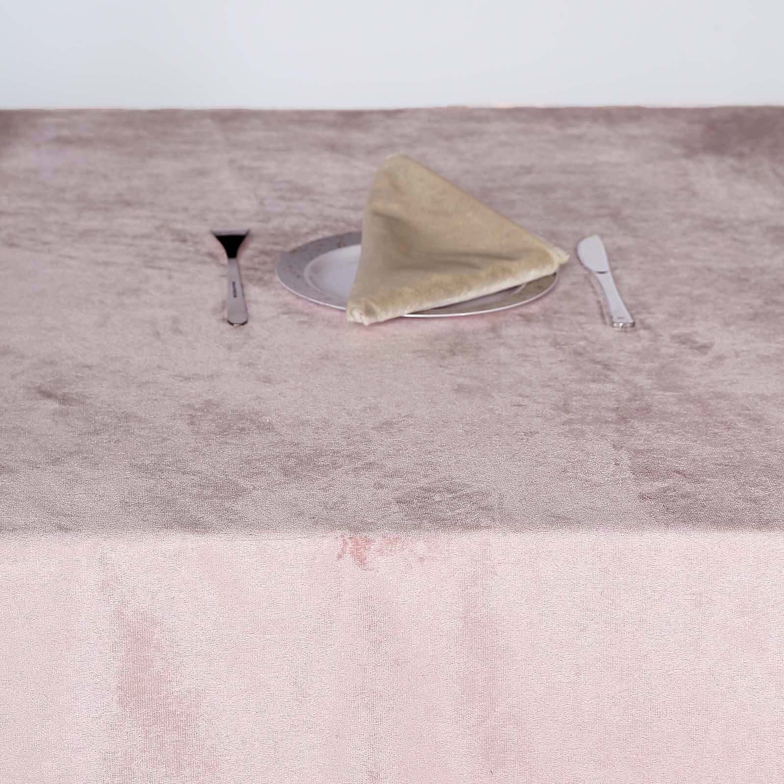 Premium Velvet 90x132 Rectangle Tablecloth Blush - Reusable Soft & Seamless Table Cover