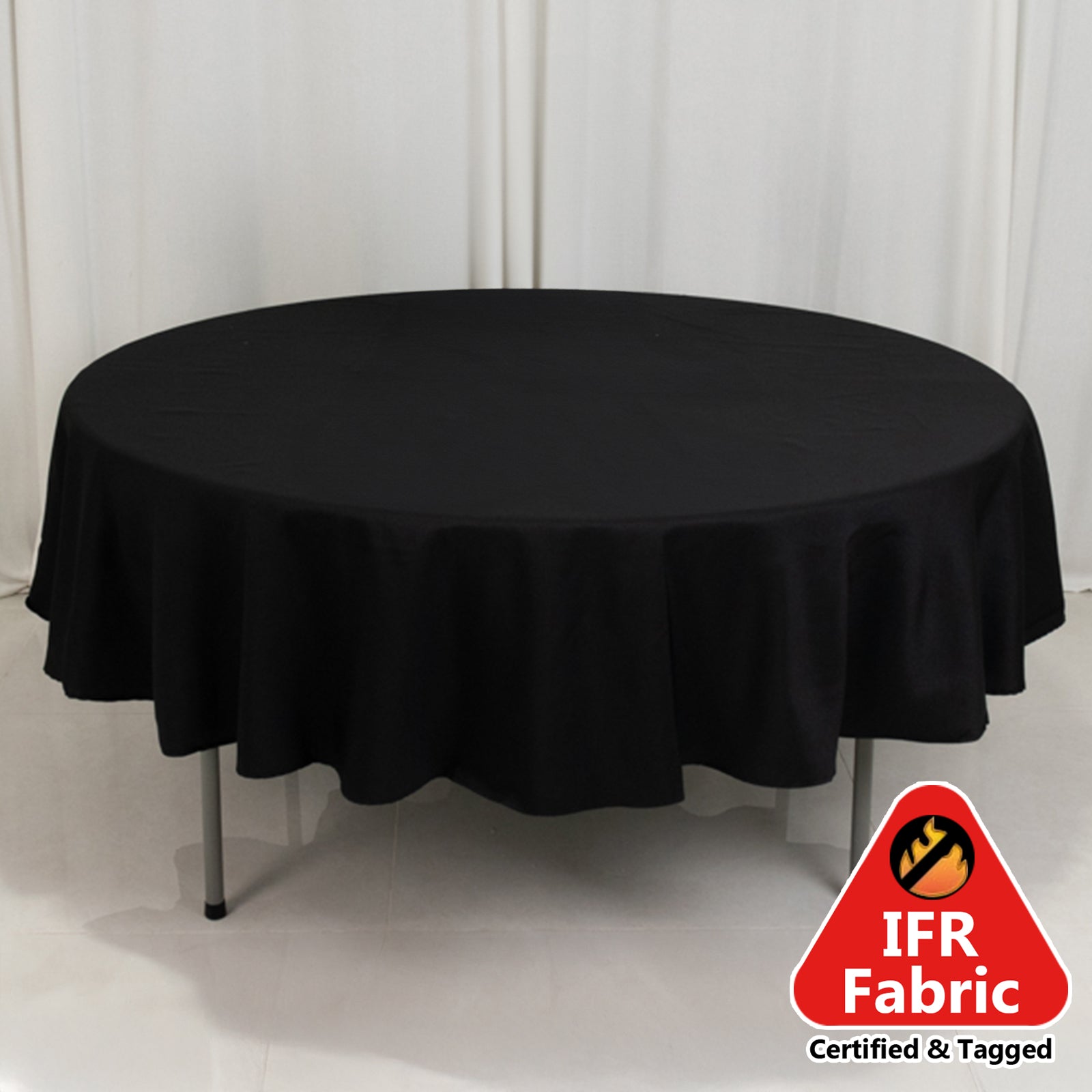 Fire Retardant Premium Polyester 90 Round Tablecloth Black - High-Performance Table Cover