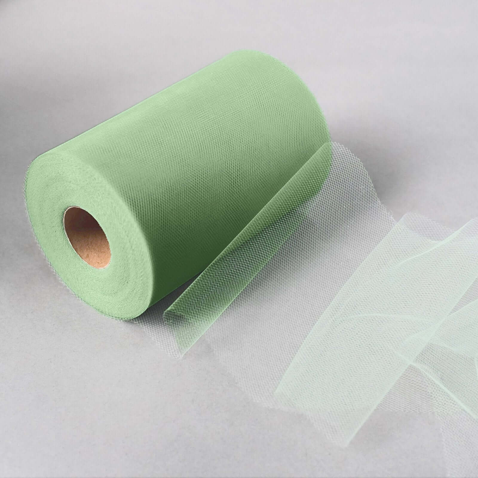 6x100 Yards Sage Green Tulle Fabric Bolt, Sheer Fabric Spool Roll For Crafts