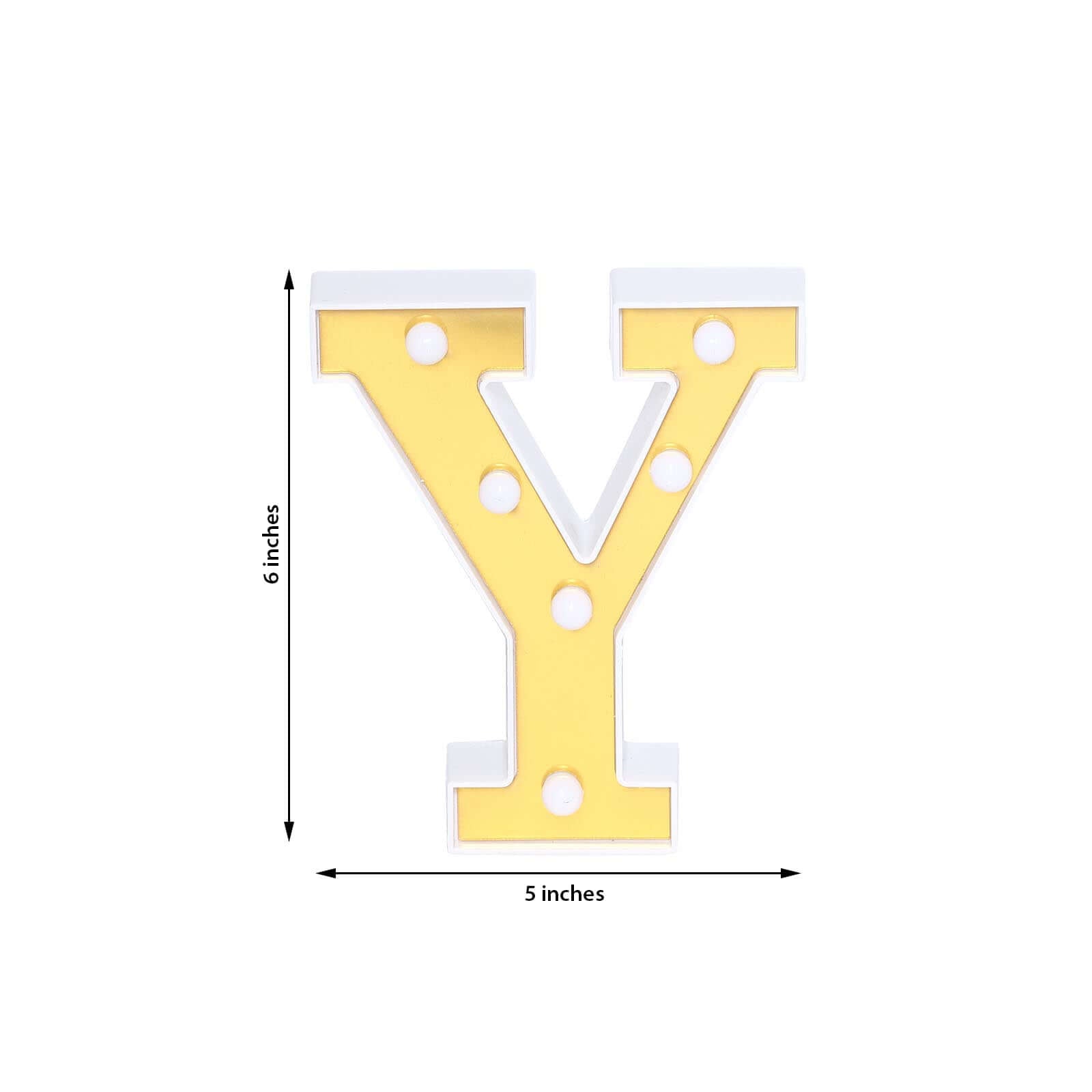 3D Marquee Letter Y Warm White 6 LED Lights Gold - Chic Light-Up Decor for Events 6