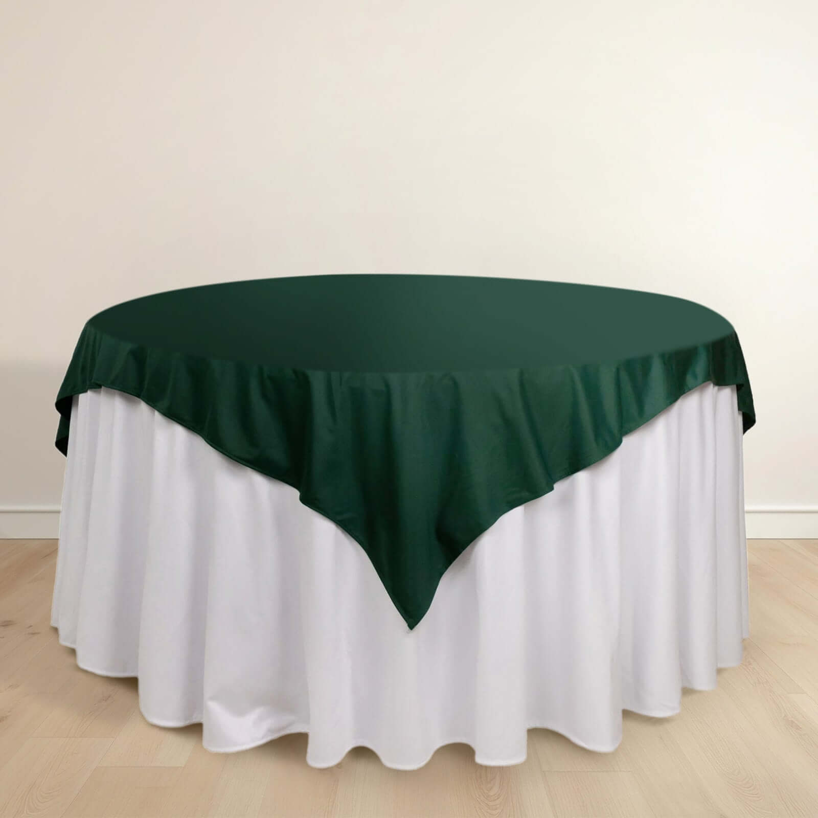 Premium Scuba 70x70 Table Overlay Square Tablecloth Hunter Emerald Green - Wrinkle Free & Stain Resistant Table Cover