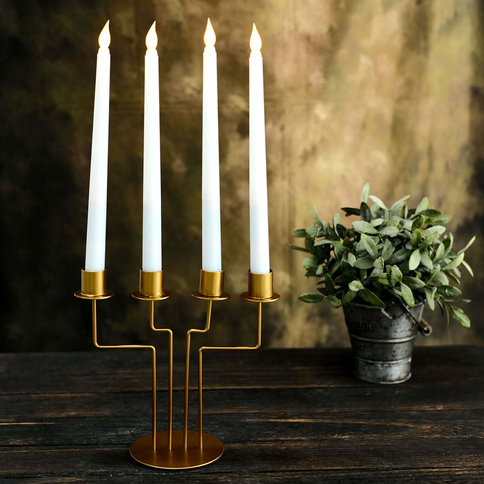 2-Pack Geometric Taper Candelabra 4 Arm Design Gold Metal Decorative Centerpiece - Perfect for Events 8