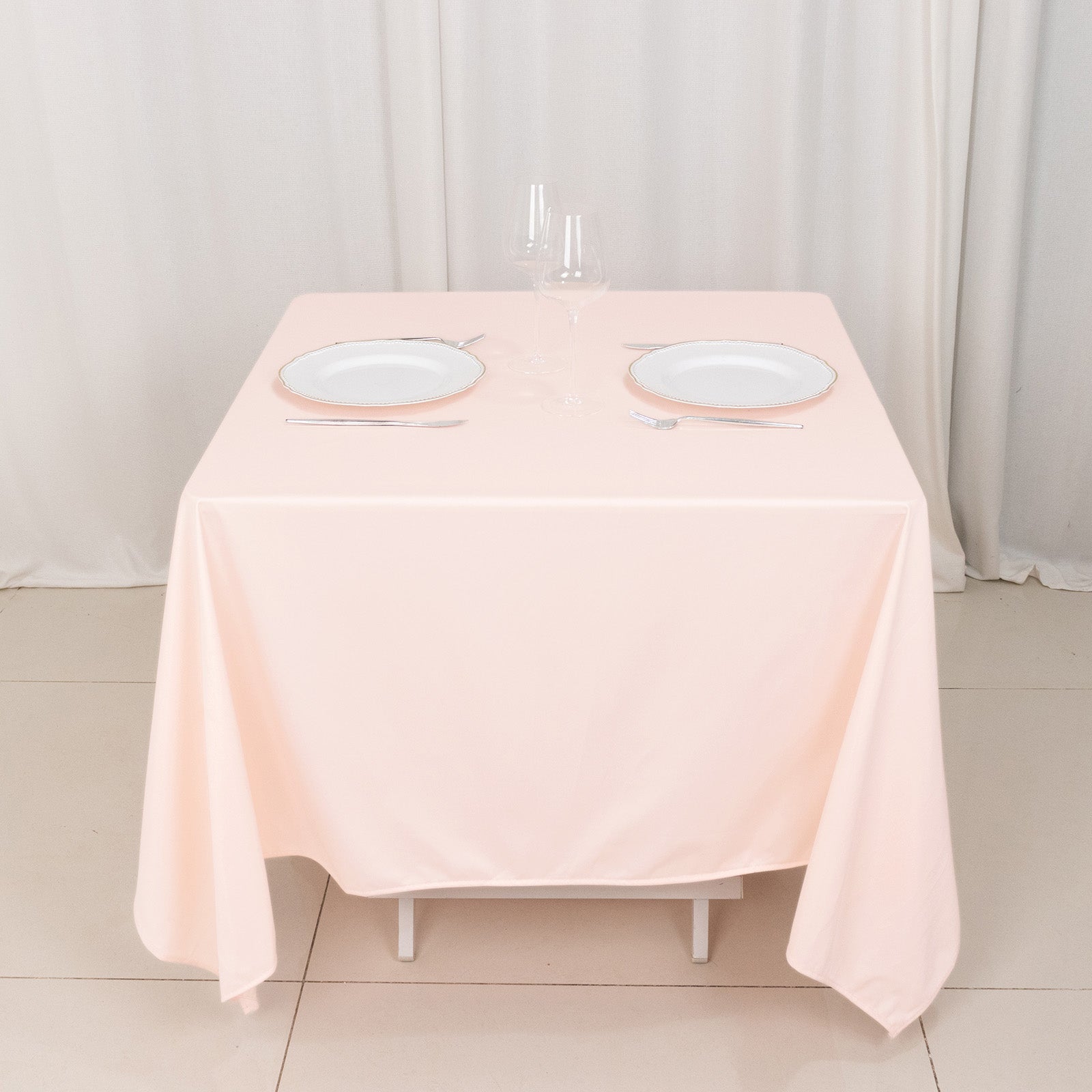 Premium Scuba Square 70x70 Tablecloth Blush - Wrinkle Free & Stain Resistant Table Cover