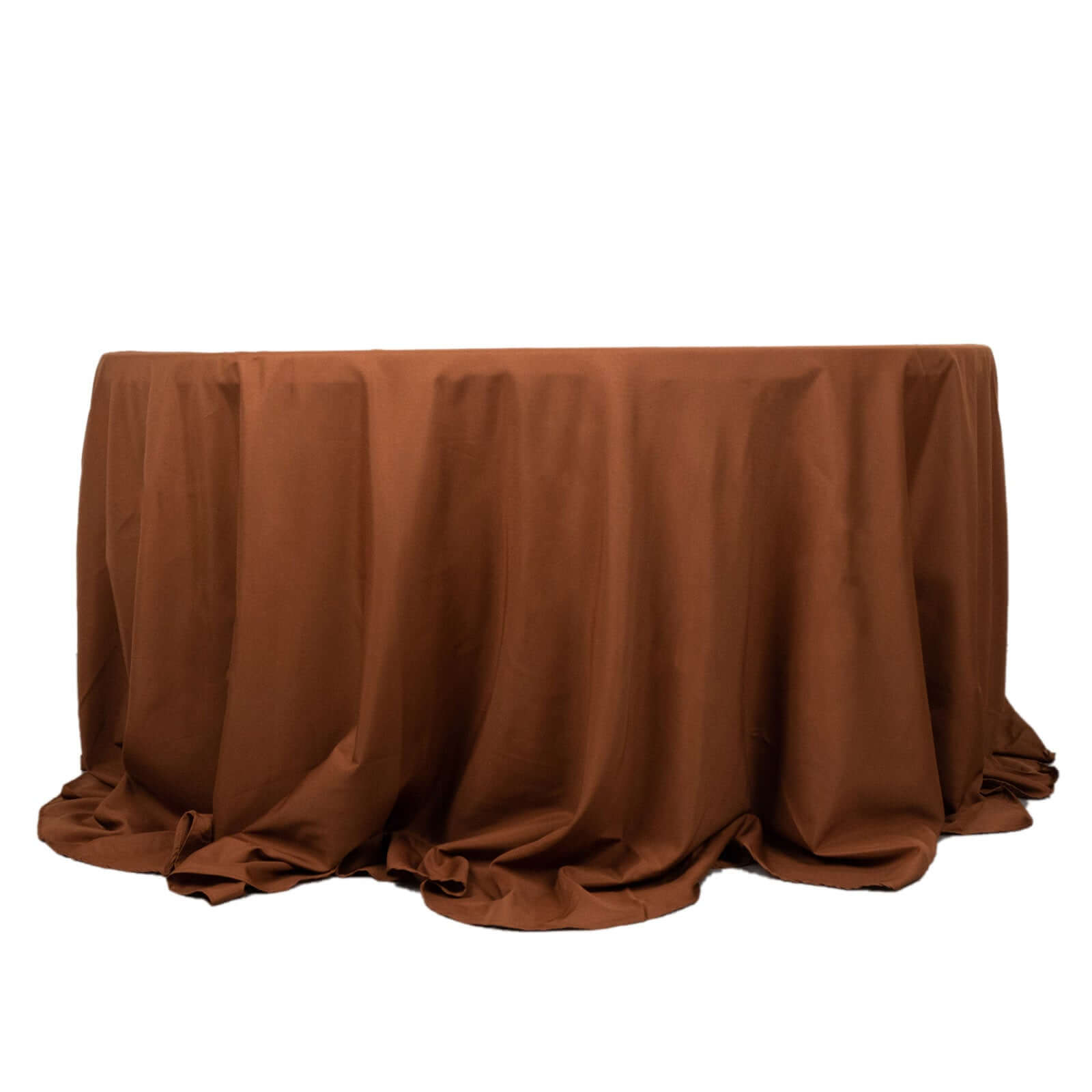 Polyester 132 Round Tablecloth Cinnamon Brown - Seamless Chic Table Cover