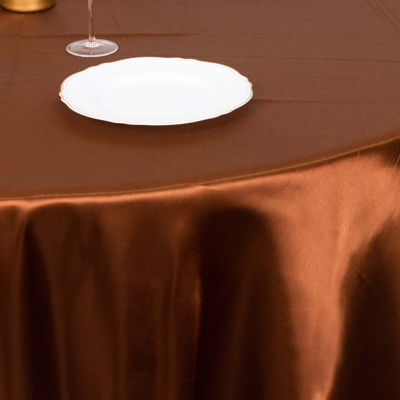 Satin 108 Round Tablecloth Cinnamon Brown - Smooth and Lustrous Table Cover