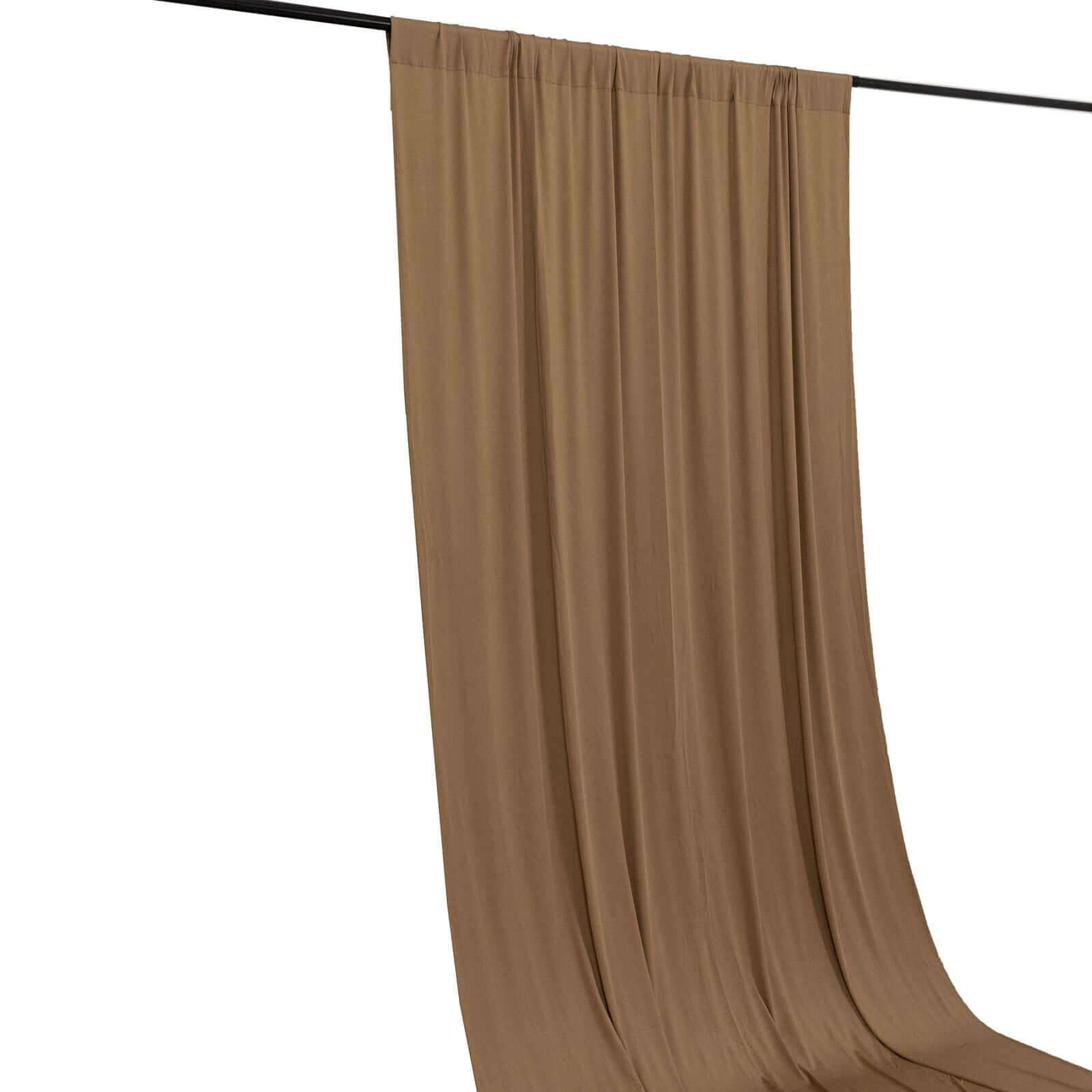 Taupe 4-Way Stretch Spandex Event Curtain Drapes, Wrinkle Free Backdrop Event Panel with Rod Pockets - 5ftx10ft