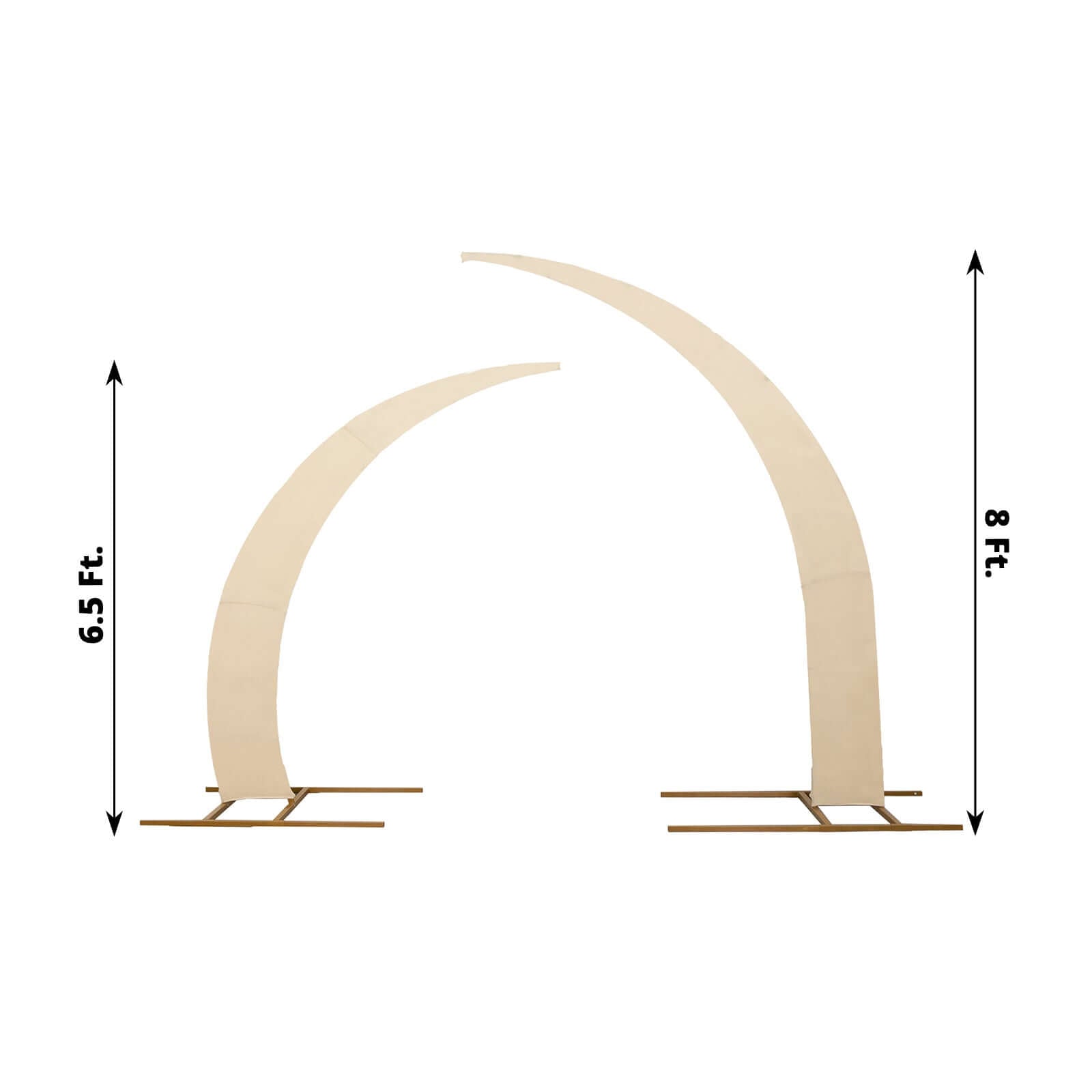 Set of 2 Beige Spandex Half Crescent Moon Backdrop Stand Covers, Custom Fitted Wedding Arch Cover for Curved Arbor Flower Balloon Frame