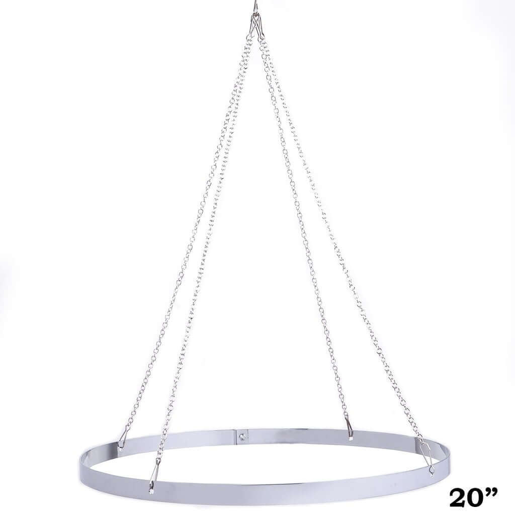 4 Panel White Ceiling Drape and Stainless Steel Hanging Hoop Hardware Kit + FREE Installation Tool Kit