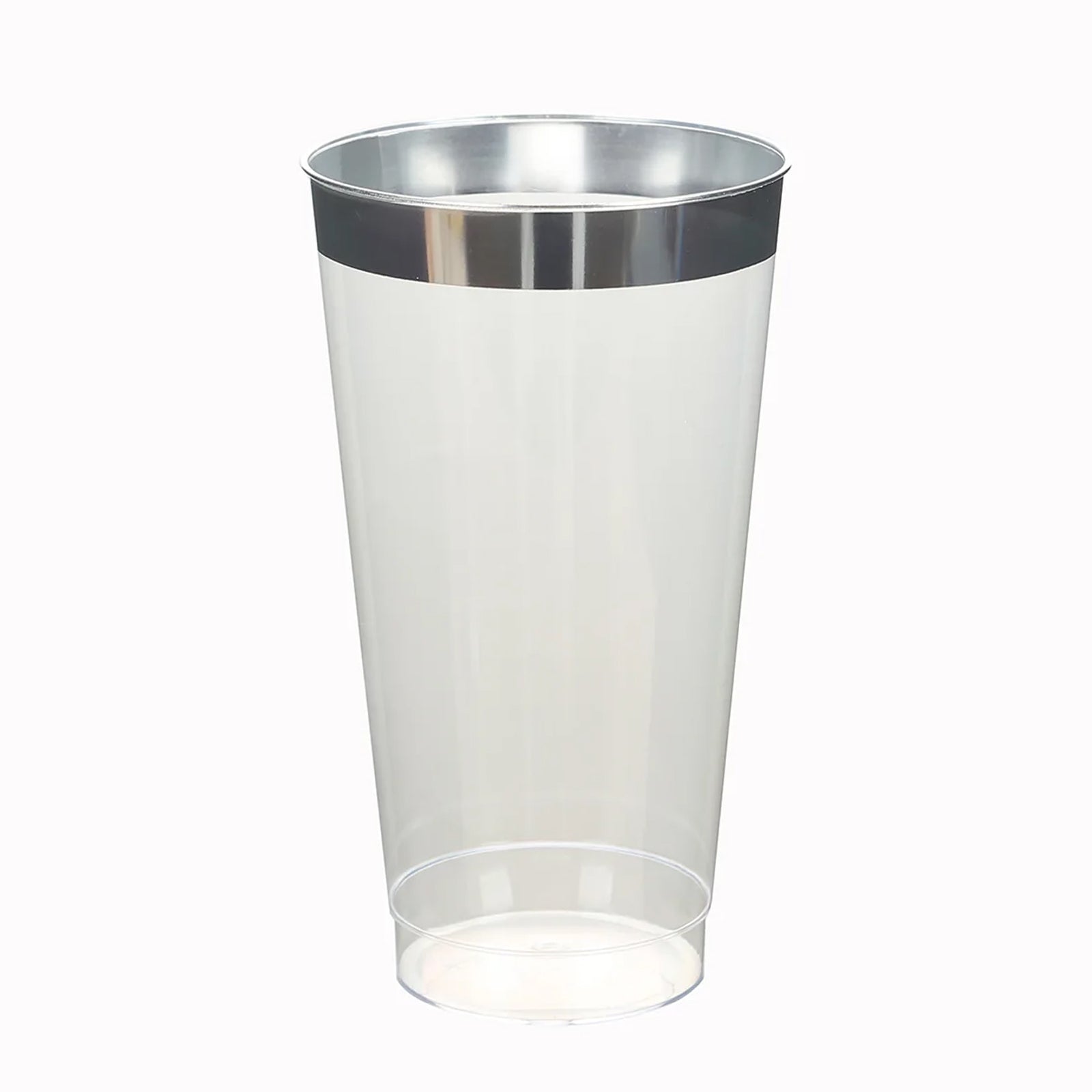 12-Pack Plastic Party Cups Clear with Silver Rim - Durable Disposable Tumblers for Drinks 17oz 5.5