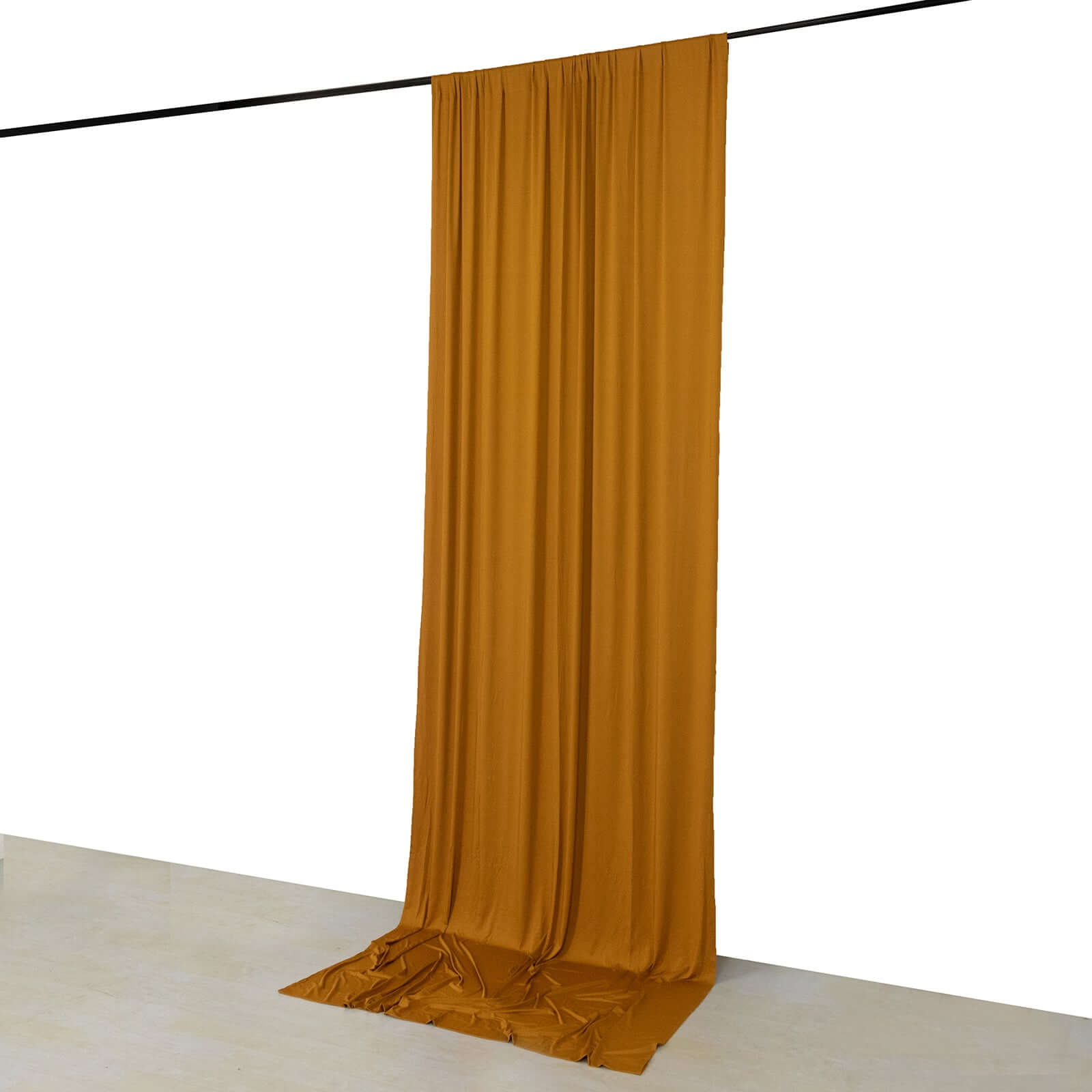 Gold 4-Way Stretch Spandex Event Curtain Drapes, Wrinkle Free Backdrop Event Panel with Rod Pockets - 5ftx12ft