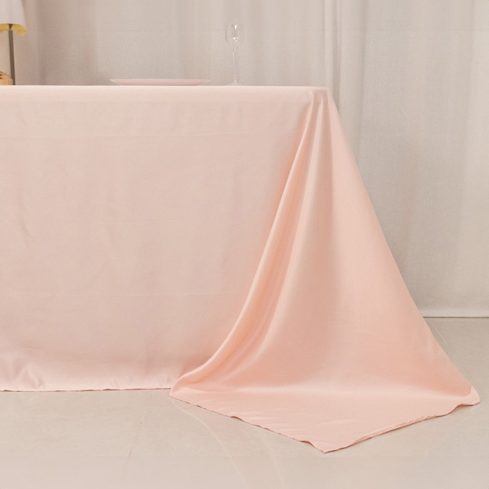 Lamour Satin 90x132 Rectangle Tablecloth Blush - Soft & Silk-Like Seamless Table Cover