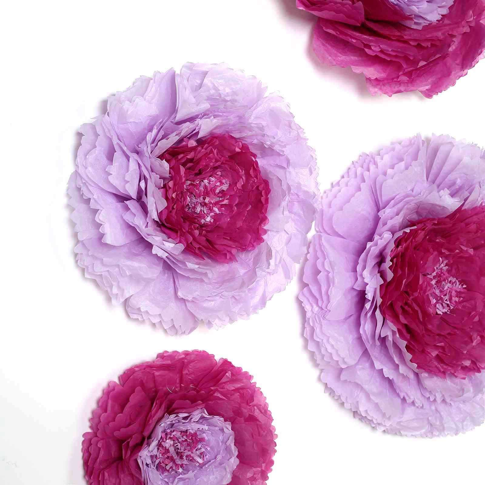 Set of 6 Lavender Carnation 3D Paper Flowers Wall Decor - 7,9,11