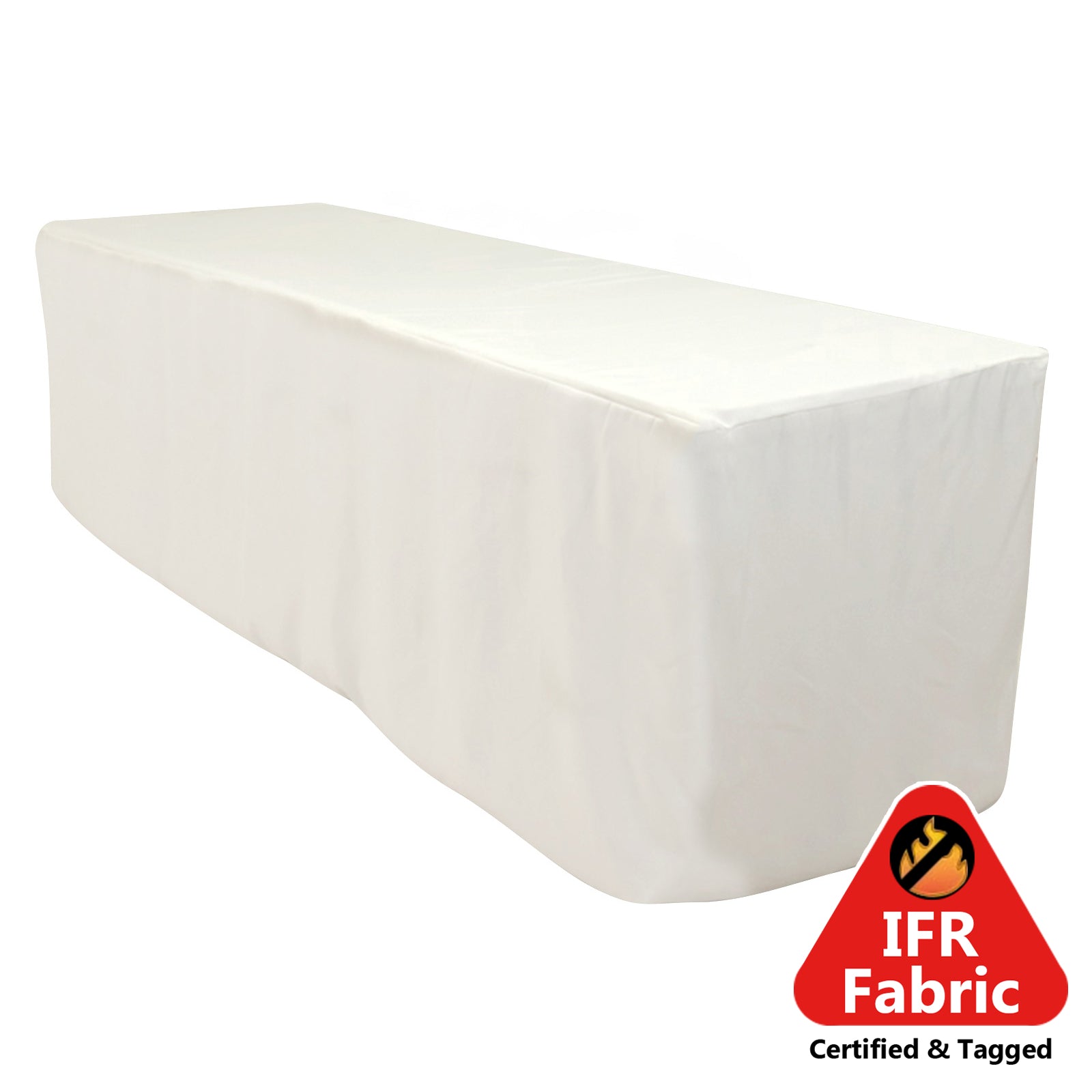Fire Retardant Premium Polyester 8ft Rectangular Tablecloth Ivory Fitted High-Performance Table Cover