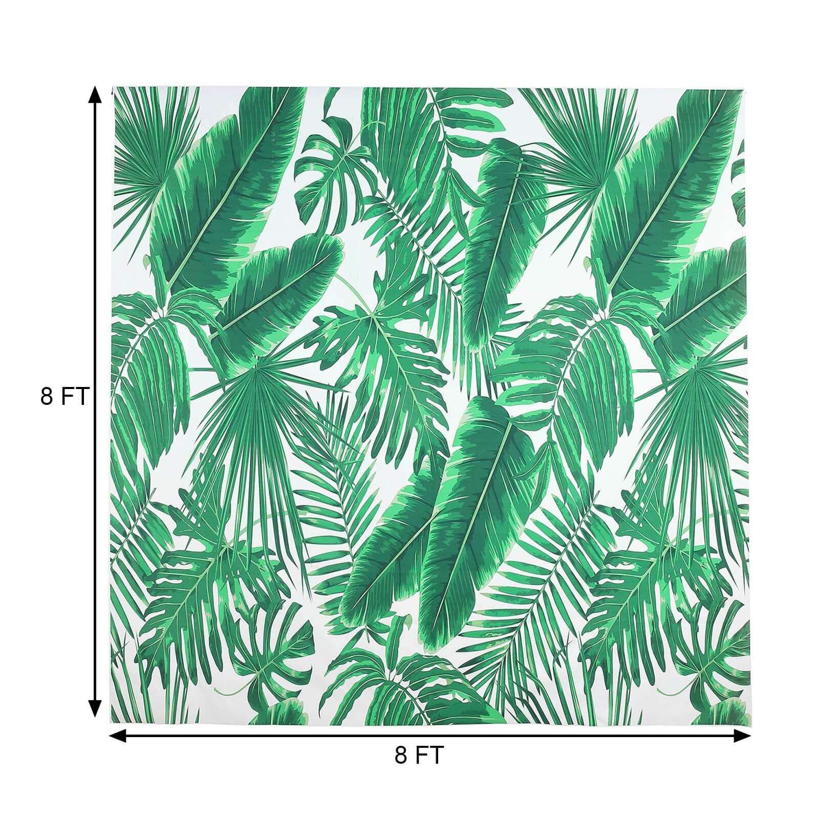 8ftx8ft Green White Tropical Palm Leaf Print Vinyl Photo Backdrop