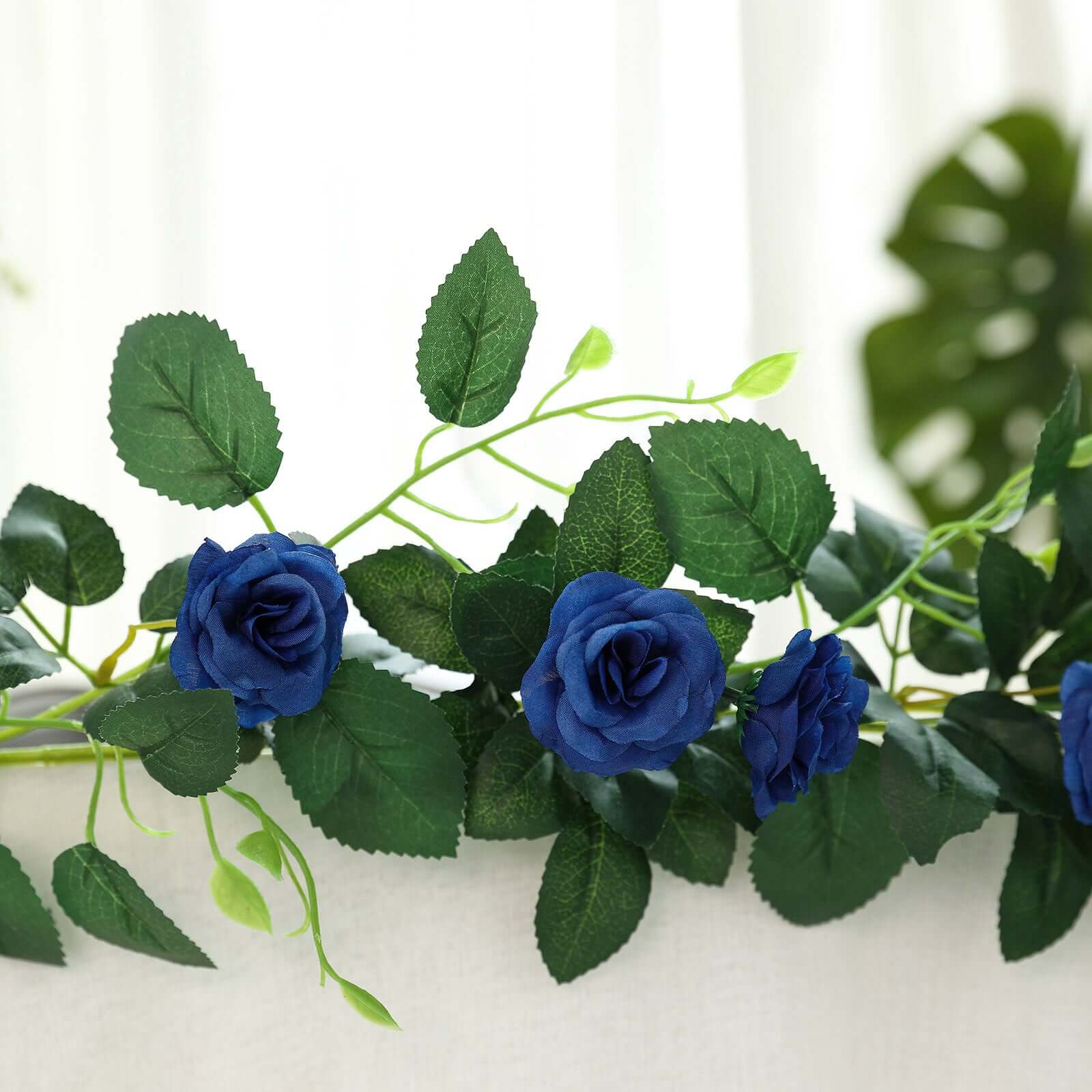 6ft 20 Royal Blue Artificial Silk Roses Flower Garland, Hanging Vine