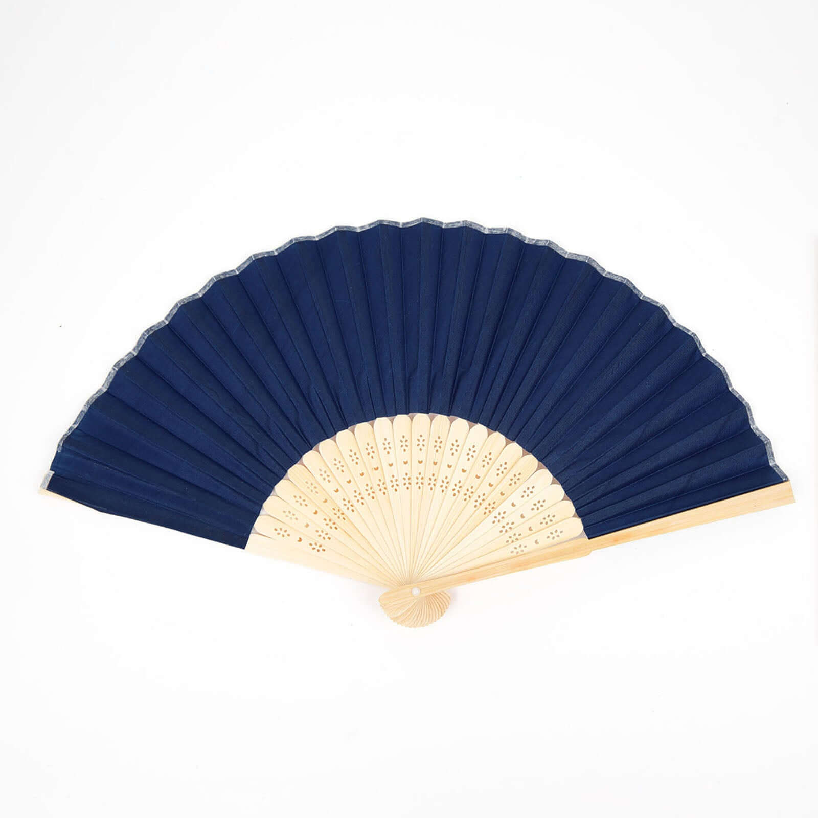 5 Pack Navy Blue Asian Silk Folding Fans Party Favors, Oriental Folding Fan Favors