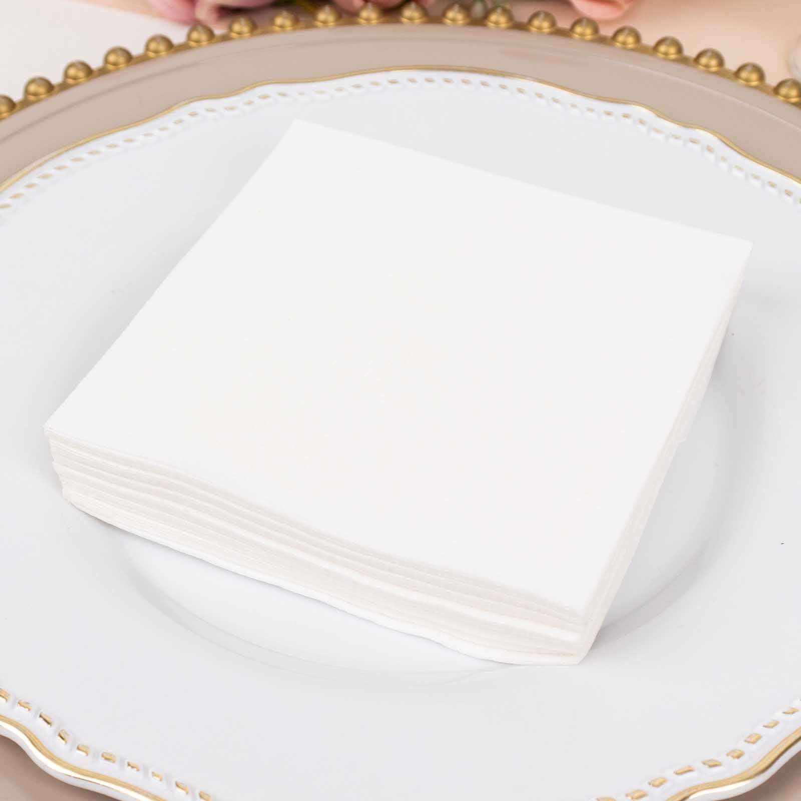 20-Pack Paper Linen-Like Cocktail Napkins White - Disposable 5x5 Airlaid Soft Napkins for Events