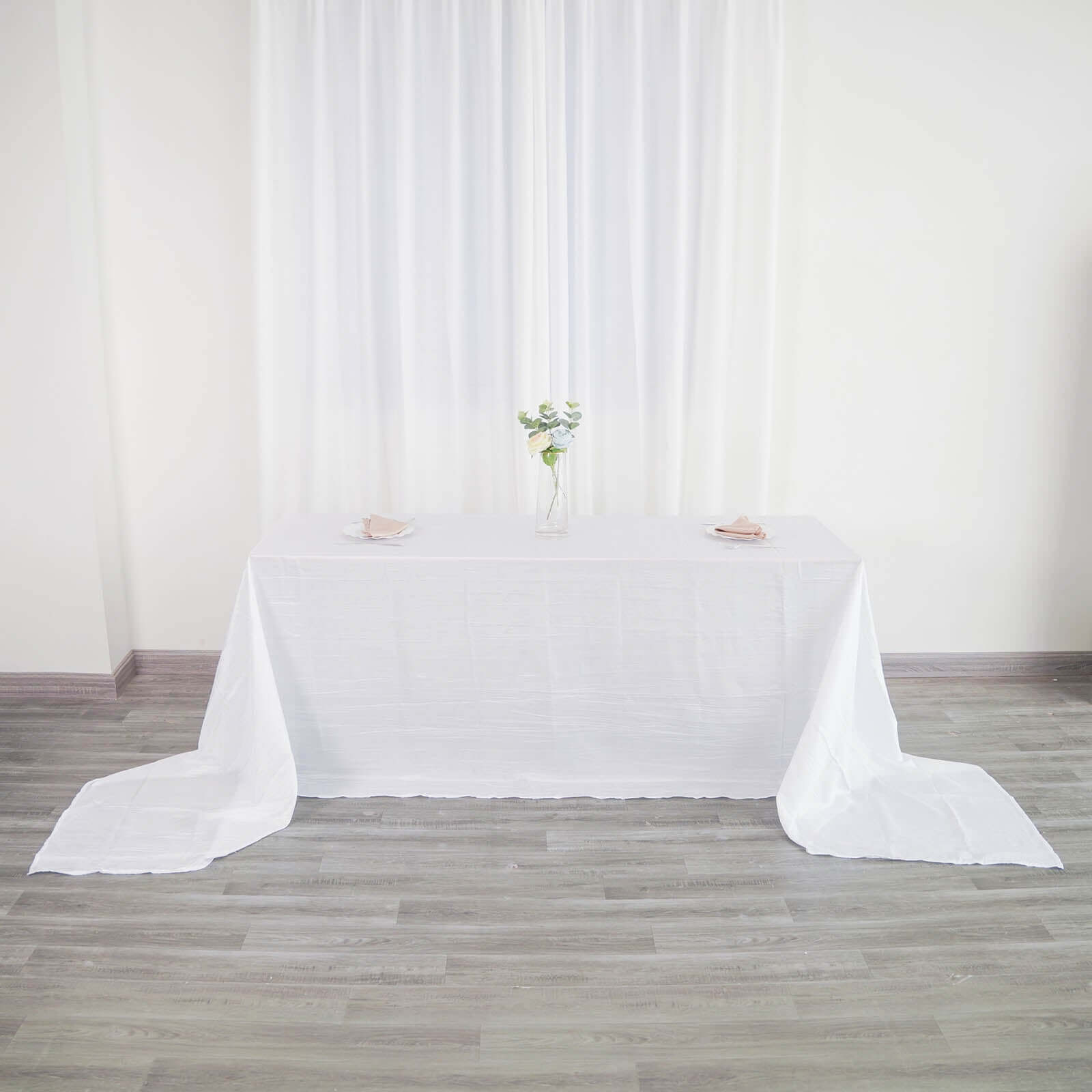 Taffeta 90x156 Rectangle Tablecloth White - Seamless Accordion Crinkle Design for Stylish Celebrations