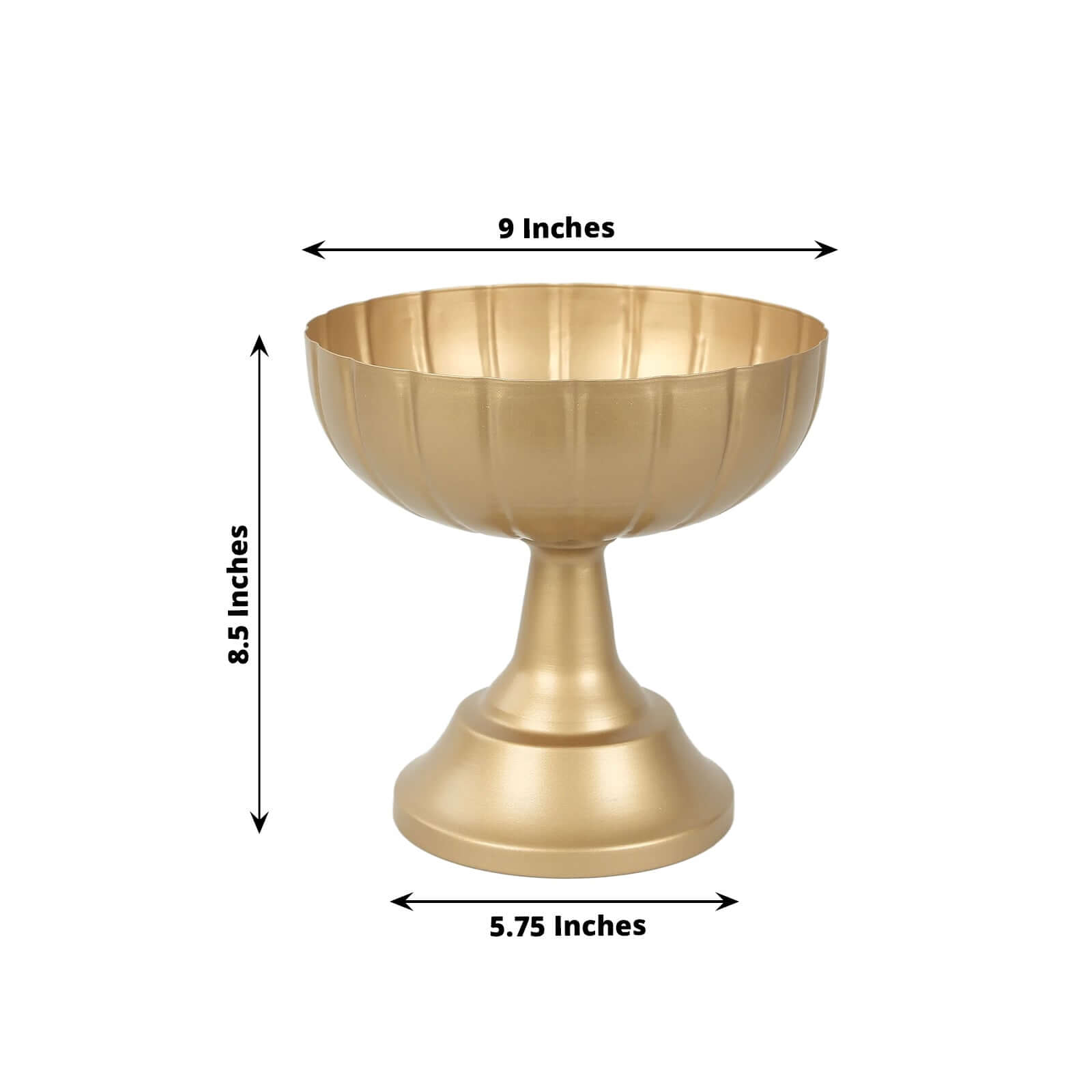 4-Pack Metal Compote Pedestal Bowl Flower Vases in Grecian Urn Style Gold - Refined Floral Wedding Table Centerpieces 8.5