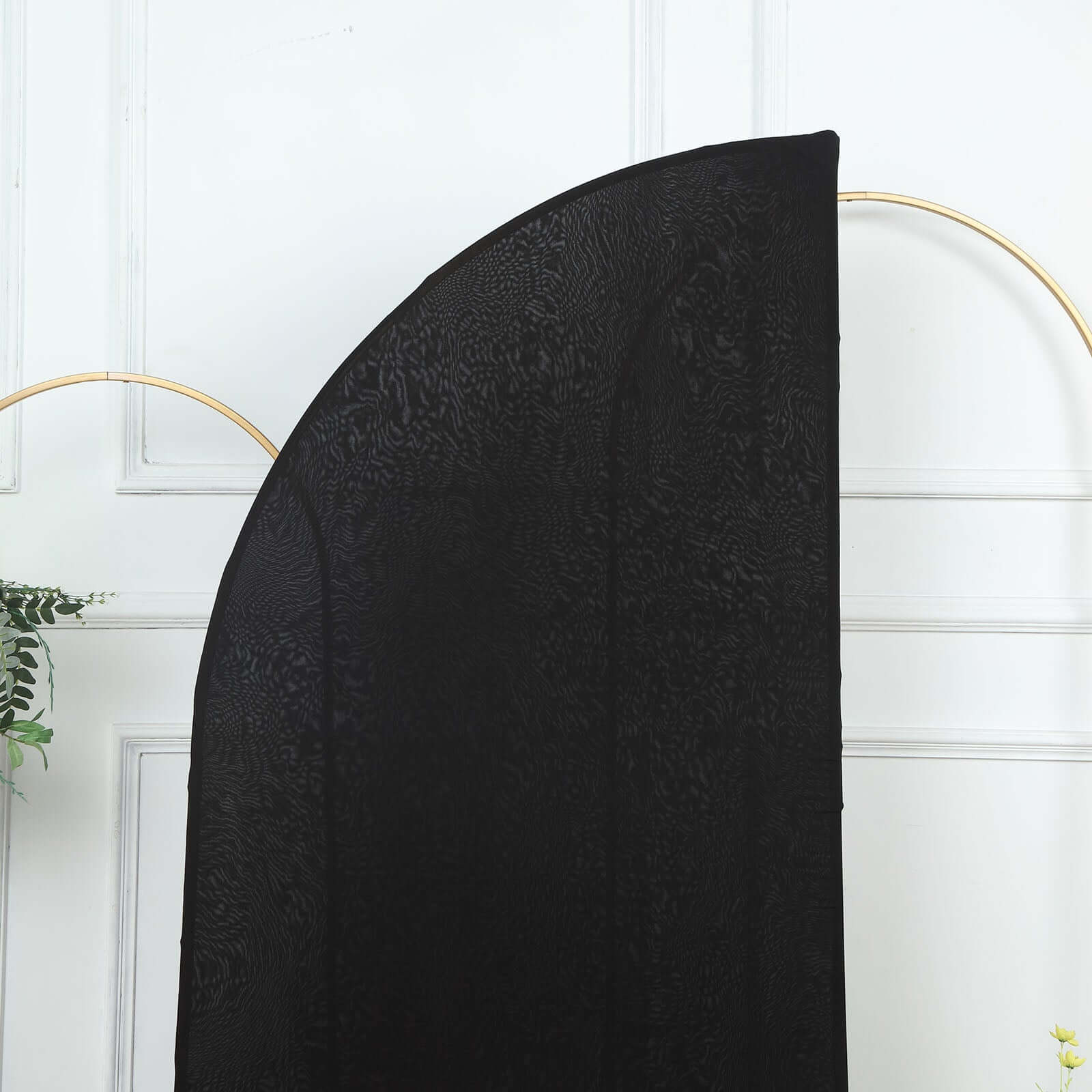 6ft Matte Black Spandex Half Moon Chiara Backdrop Stand Cover, Custom Fitted Wedding Arch Cover