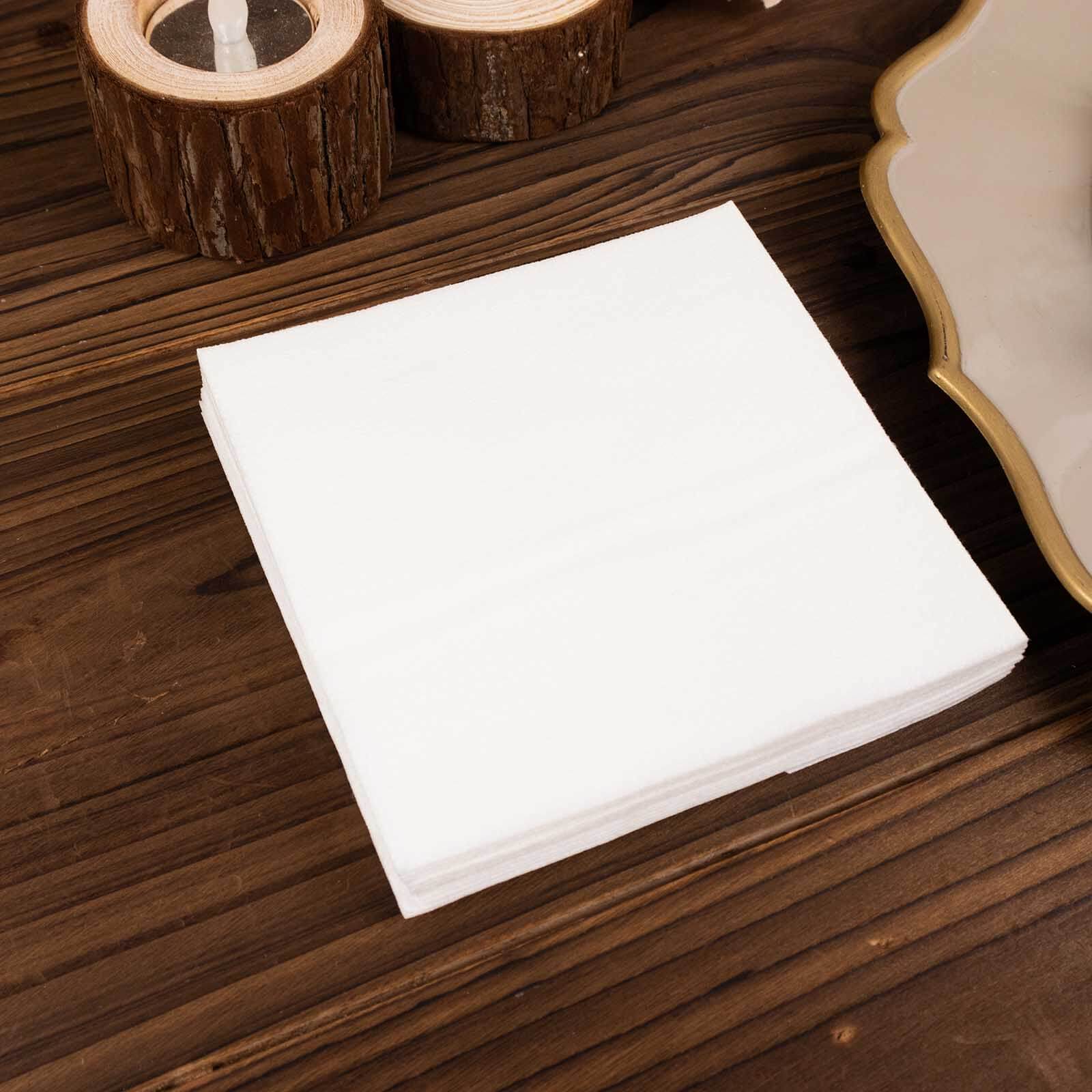 20-Pack Paper Linen-Like Cocktail Napkins White - Disposable 5x5 Airlaid Soft Napkins for Events