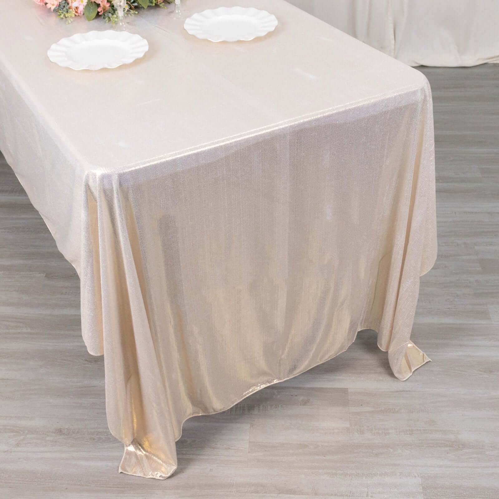 Sequin Dots Polyester 60x126 Rectangle Tablecloth Shimmering Beige - Wrinkle Free & Sparkling Table Cover